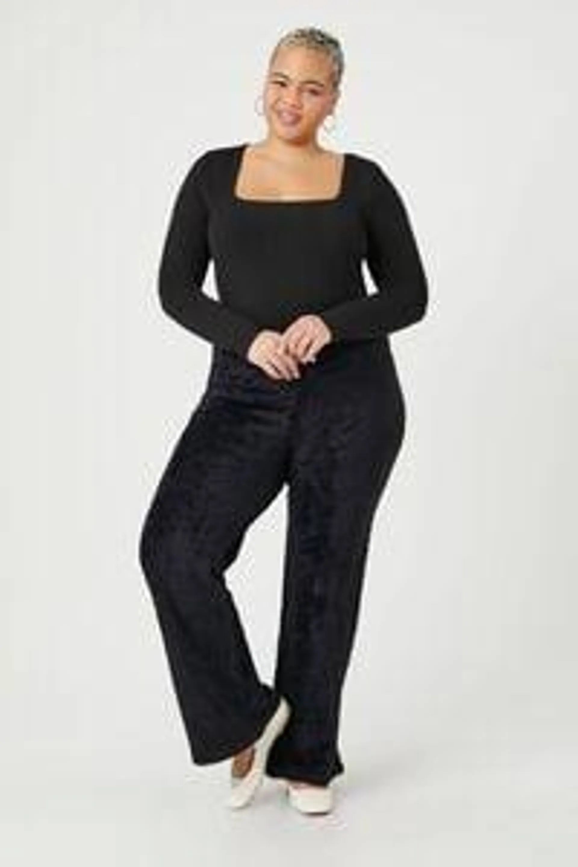 Plus Size Sweater-Knit Flare Pants