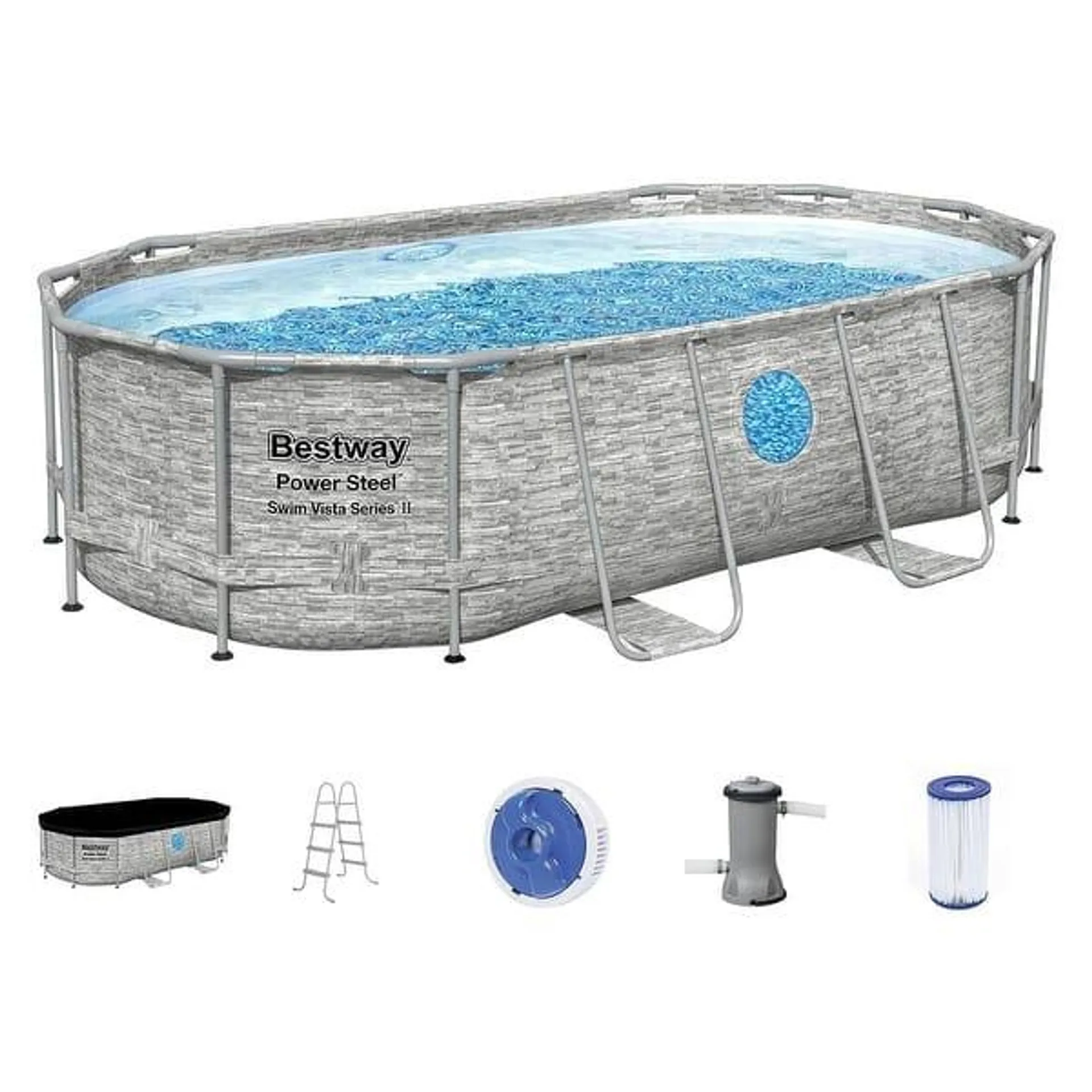 Bestway Power Steel Swim Vista 14' x 8'2" x 39.5" Above Ground Swimming Pool Set - 131.3