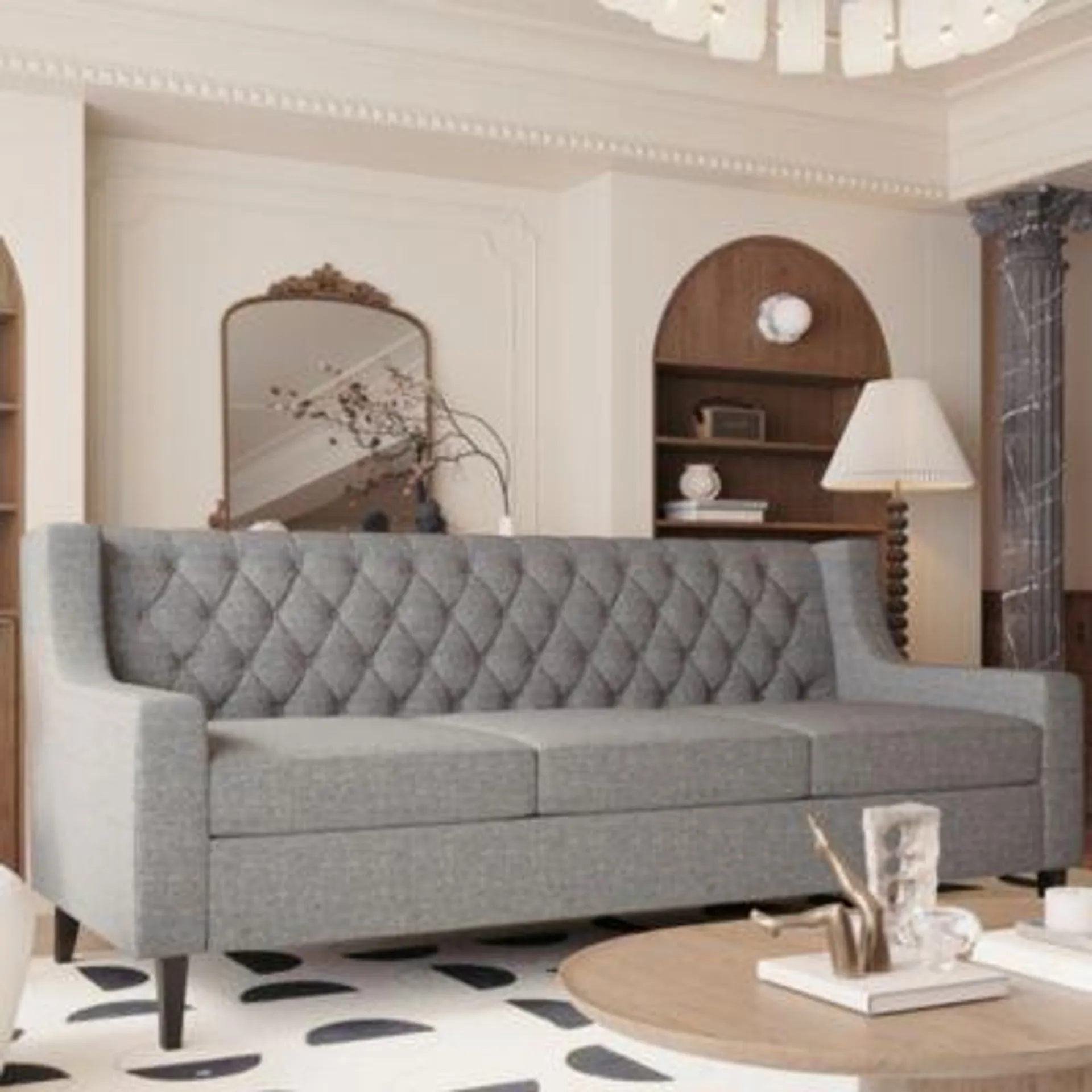 Streamdale Furniture Mid-Century Modern 3-Seater Sofa with Tufted Backrest and Comfy Cushion