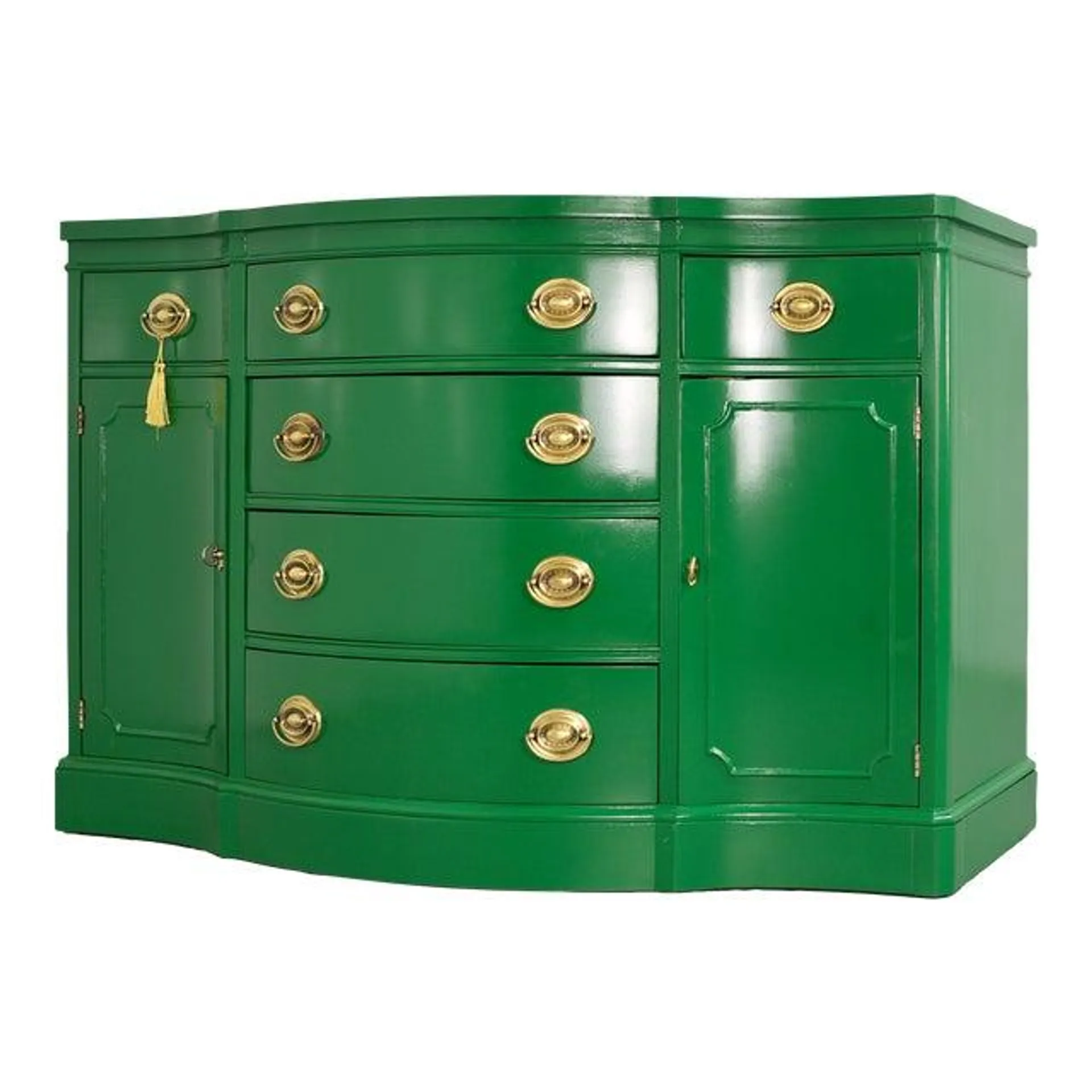 Mid Century Federal Style Buffet Console Travis Court Collection by Drexel in Green- Newly Painted