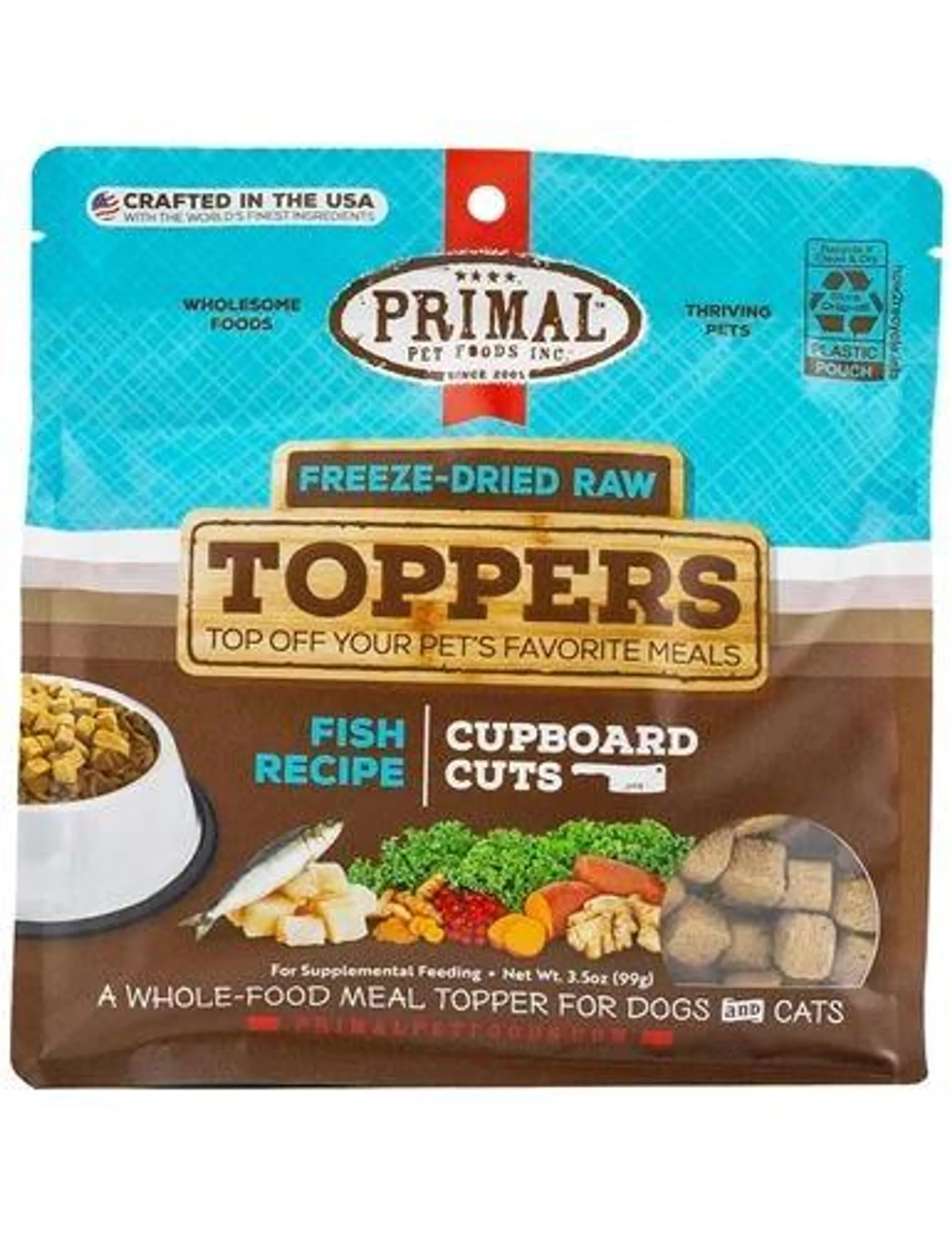 Primal Pet Foods Cupboard Cuts Freeze Dried Raw Toppers for Dogs & Cats, Fish, 3.5 Ounces