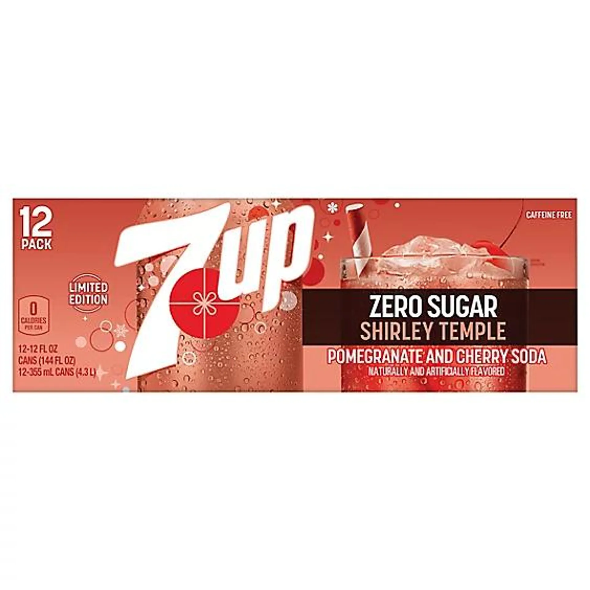 7UP Shirley Temple Zero Sugar Soda Cans - 12-12 Oz