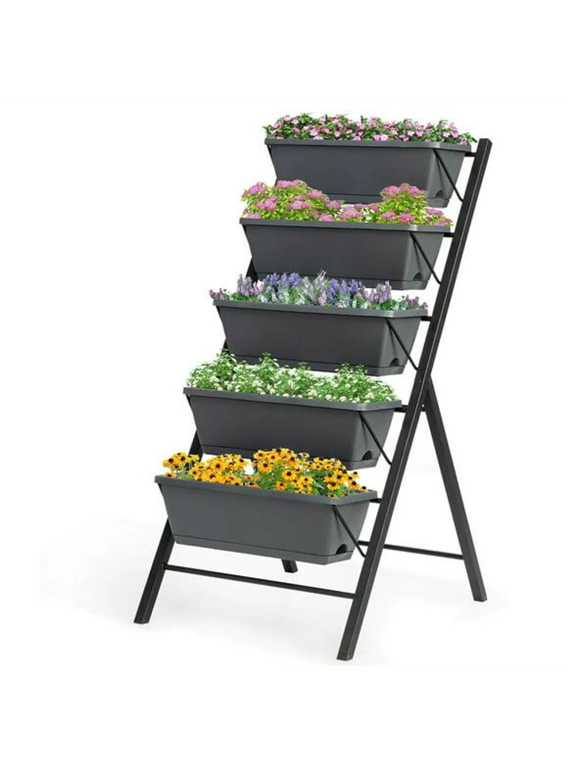Costway 4 ft Vertical Raised Garden Bed 5-Tier Planter Box for Patio Balcony Flower Herb