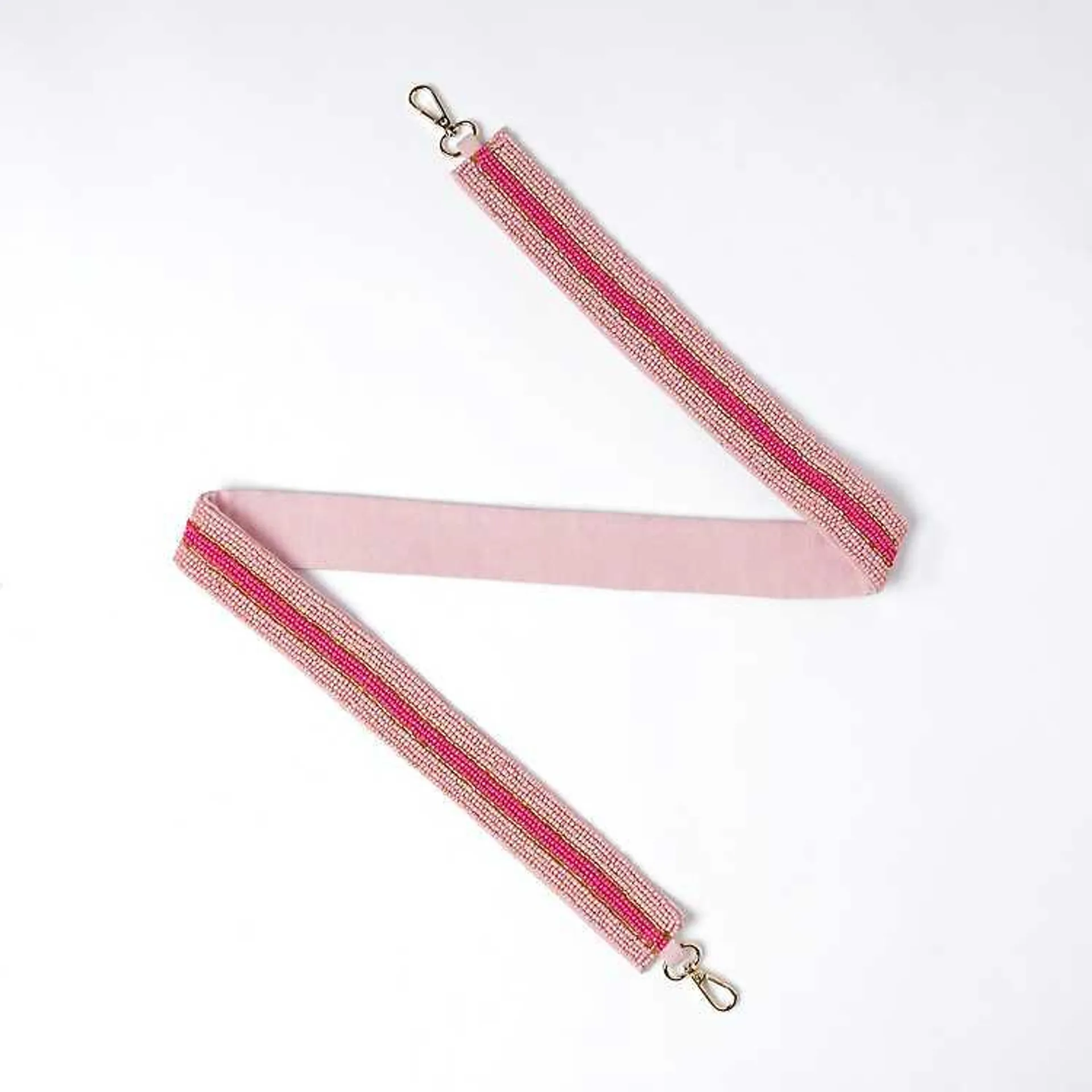 Pink Stripe Beaded Purse Strap