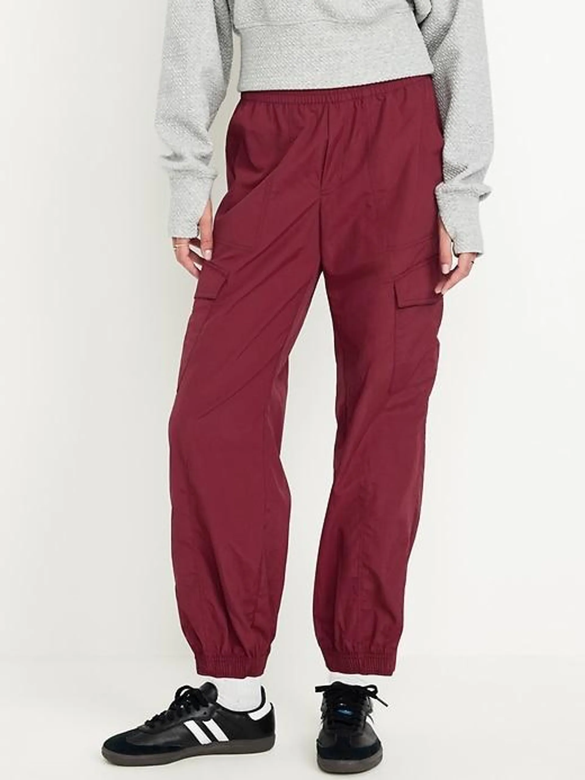 High-Waisted Ankle-Zip Cargo Joggers