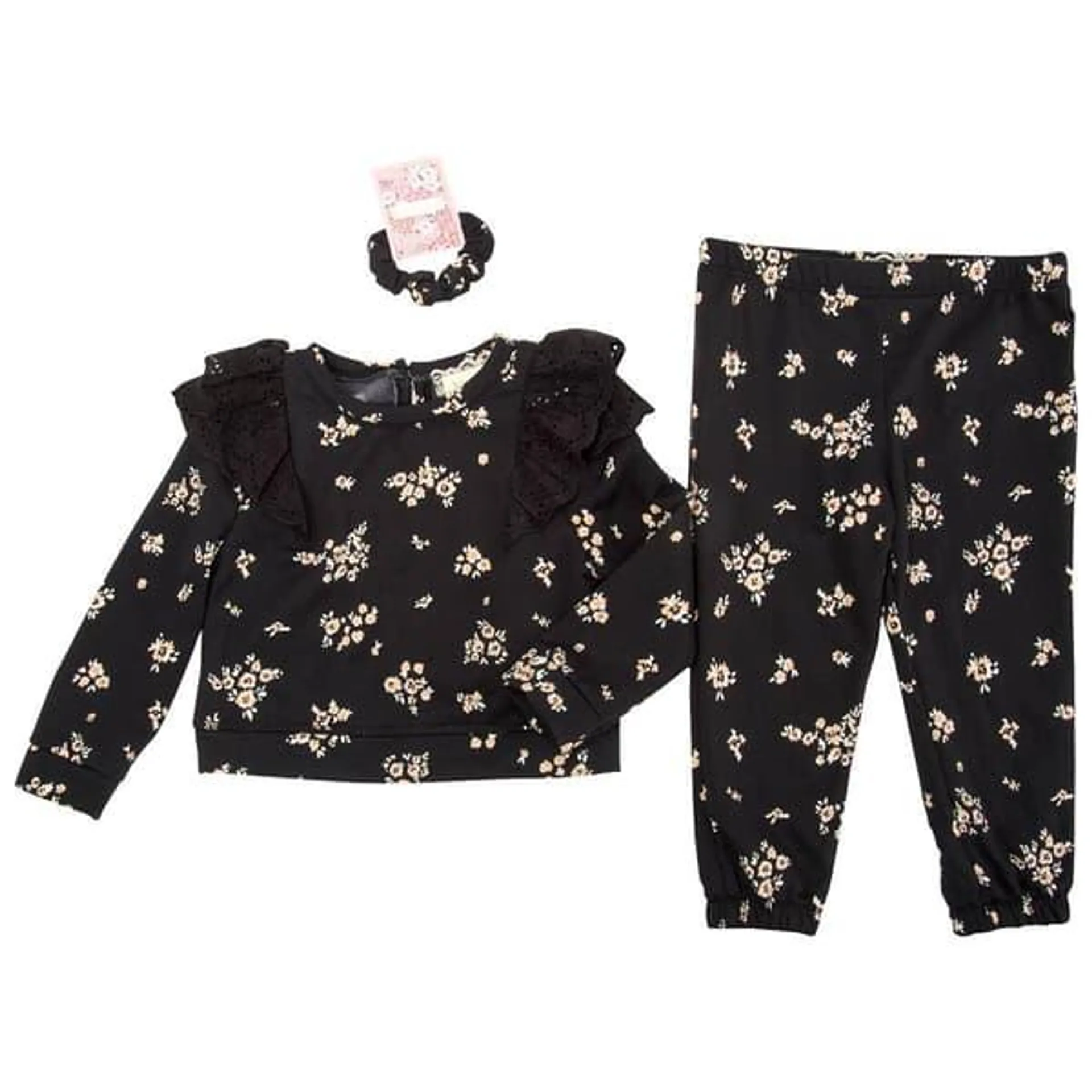 Toddler Girl BTween® Floral Eyelet Ruffle Sweatshirt/Joggers Set