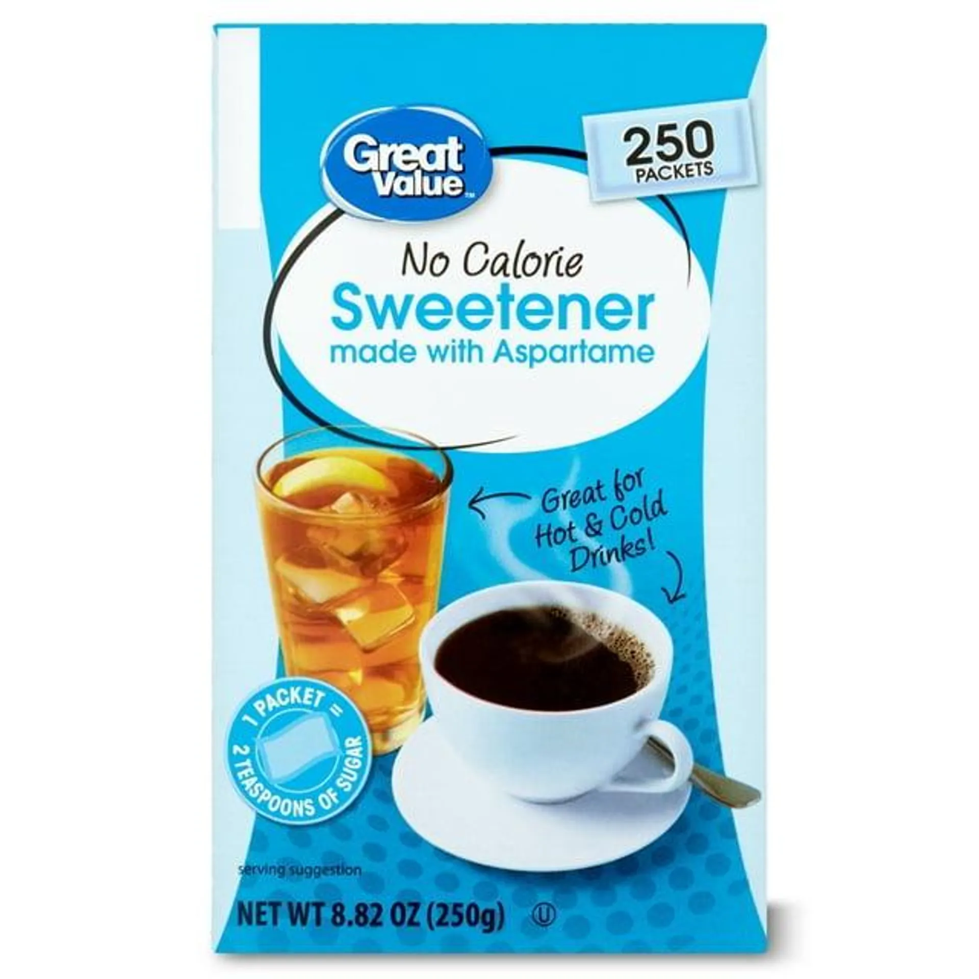 Great Value No Calorie Sweetener, 8.82 oz, 250 Count