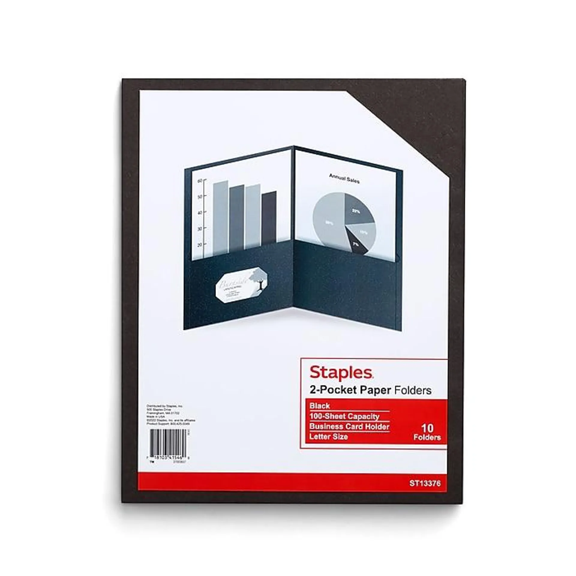 Staples 10% Recycled Smooth 2-Pocket Paper Presentation Folder,