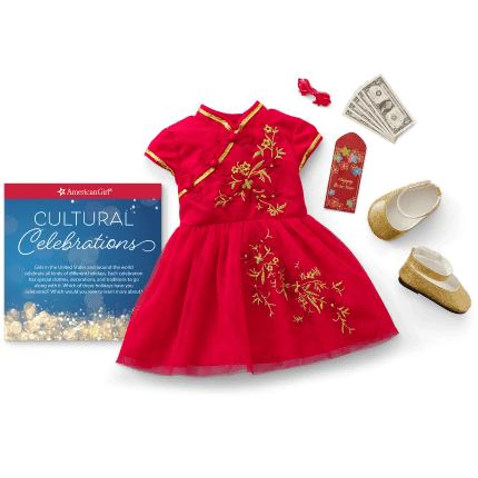 Lunar New Year's Celebration Outfit for 18-inch Dolls