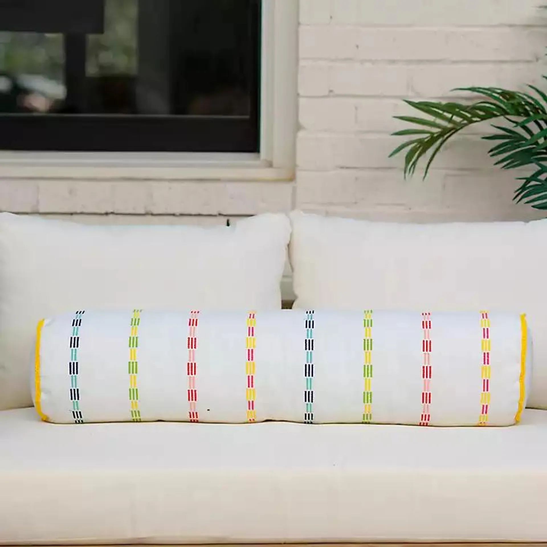 Rainbow Stripes Outdoor Bench Pillow