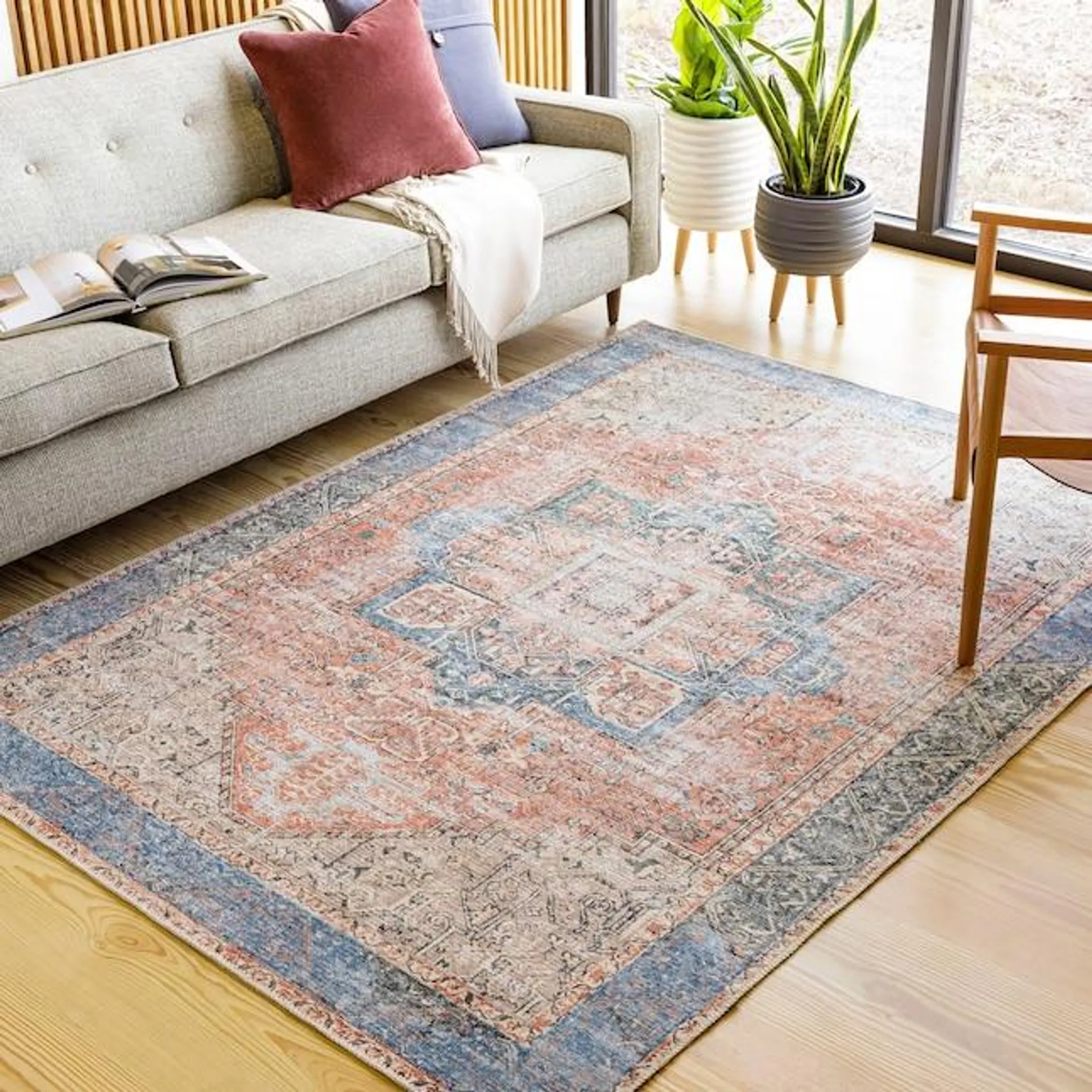 allen + roth with STAINMASTER Amelie 8 X 10 (ft) Coral Indoor Medallion Area Rug