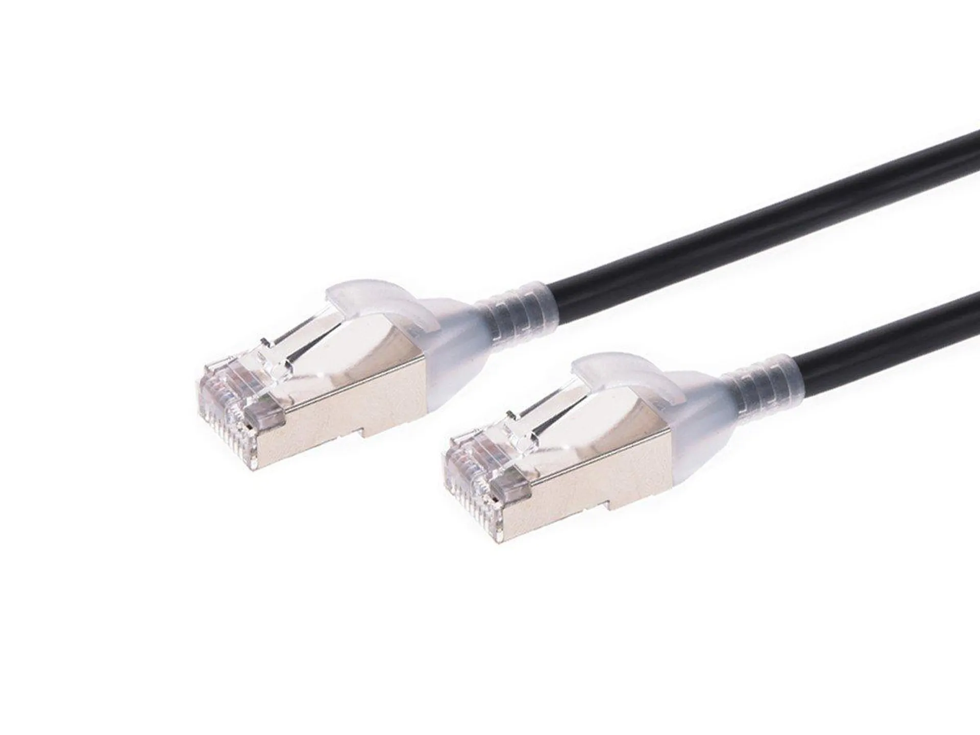 Monoprice Cat6A Component Level Ethernet Cable - Pure Bare Copper, Double Shielded (S/FTP) 30AWG, 10G, CM, Snagless RJ45, 1ft, Black - SlimRun Series Patch Cable