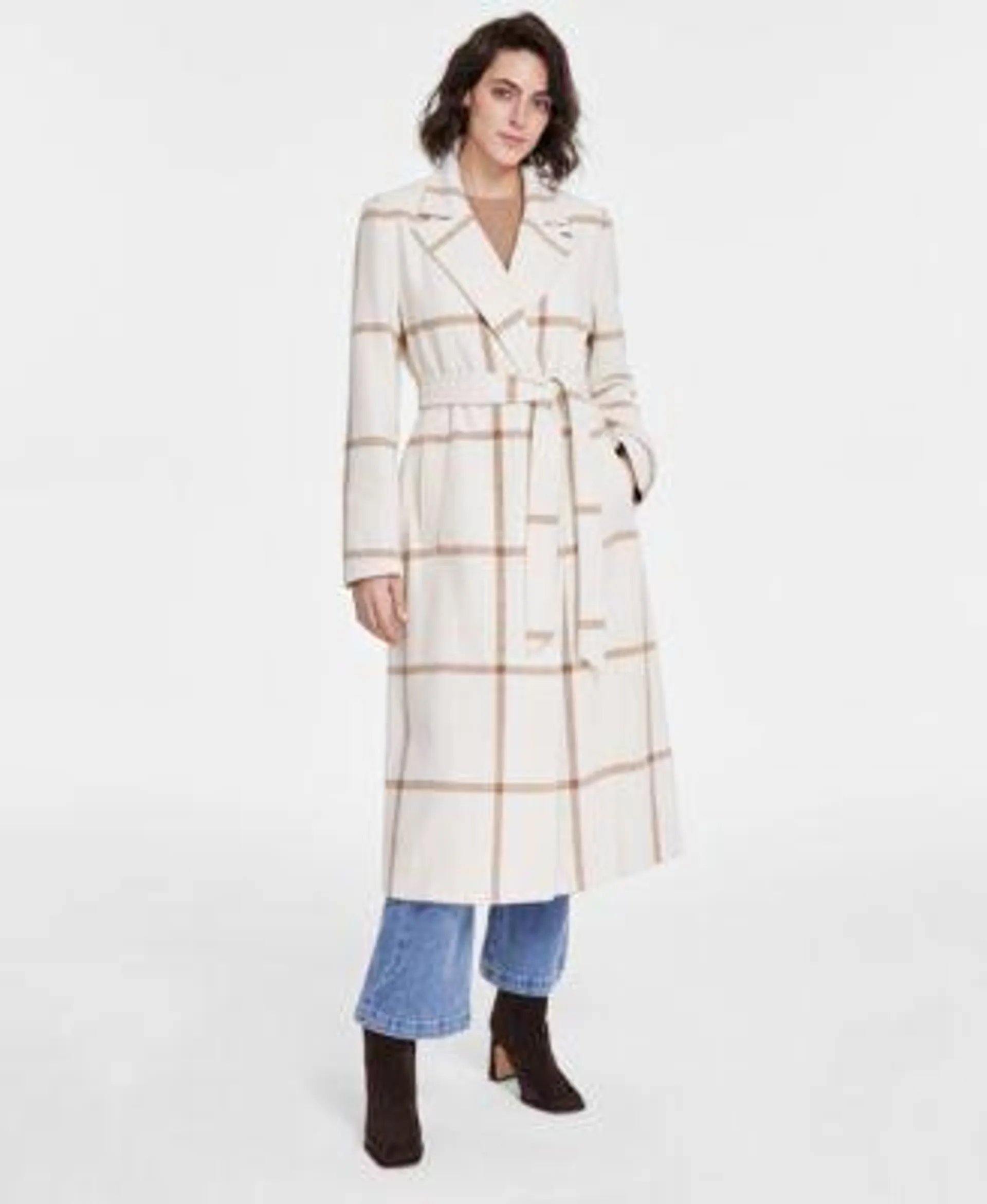 Women's Notched-Collar Double-Breasted Wrap Coat