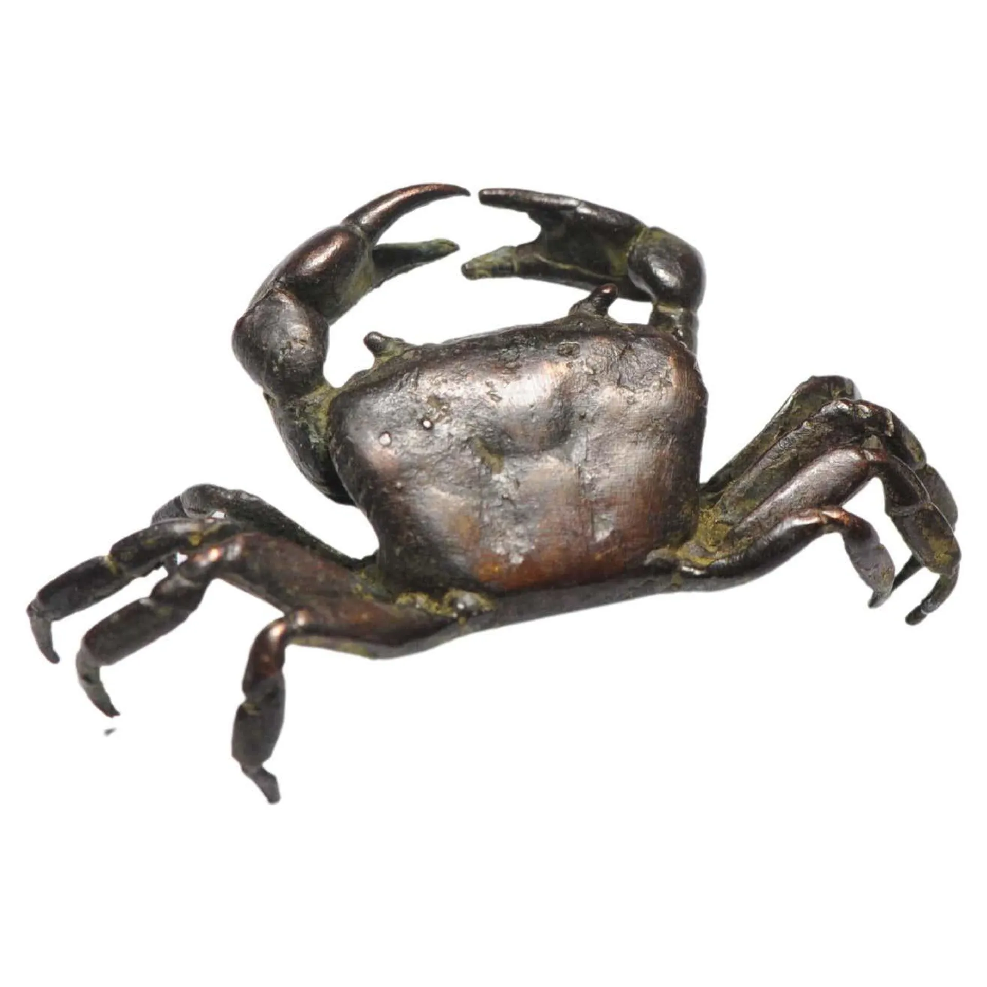 Antique Mini Okimono Bronze Japanese Statue of a Crab Meiji Japan