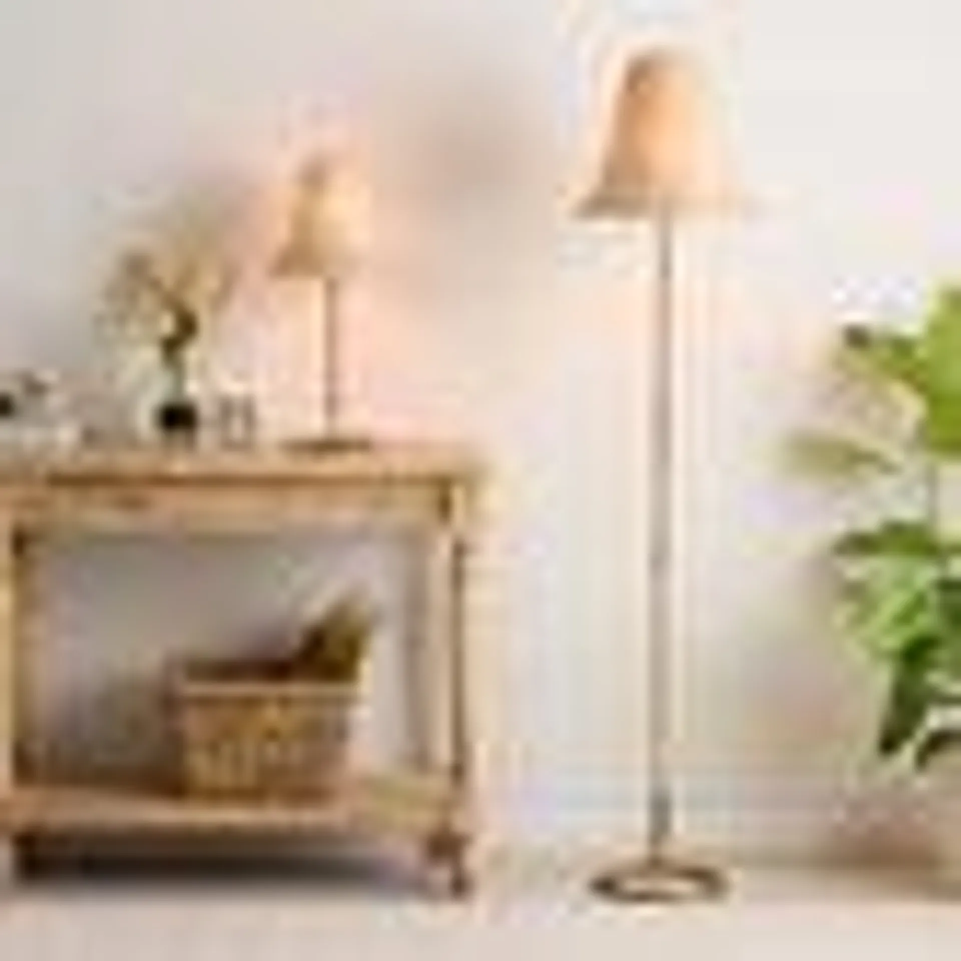 Natural Woven Rattan and Gold Metal Bell Table Lamp