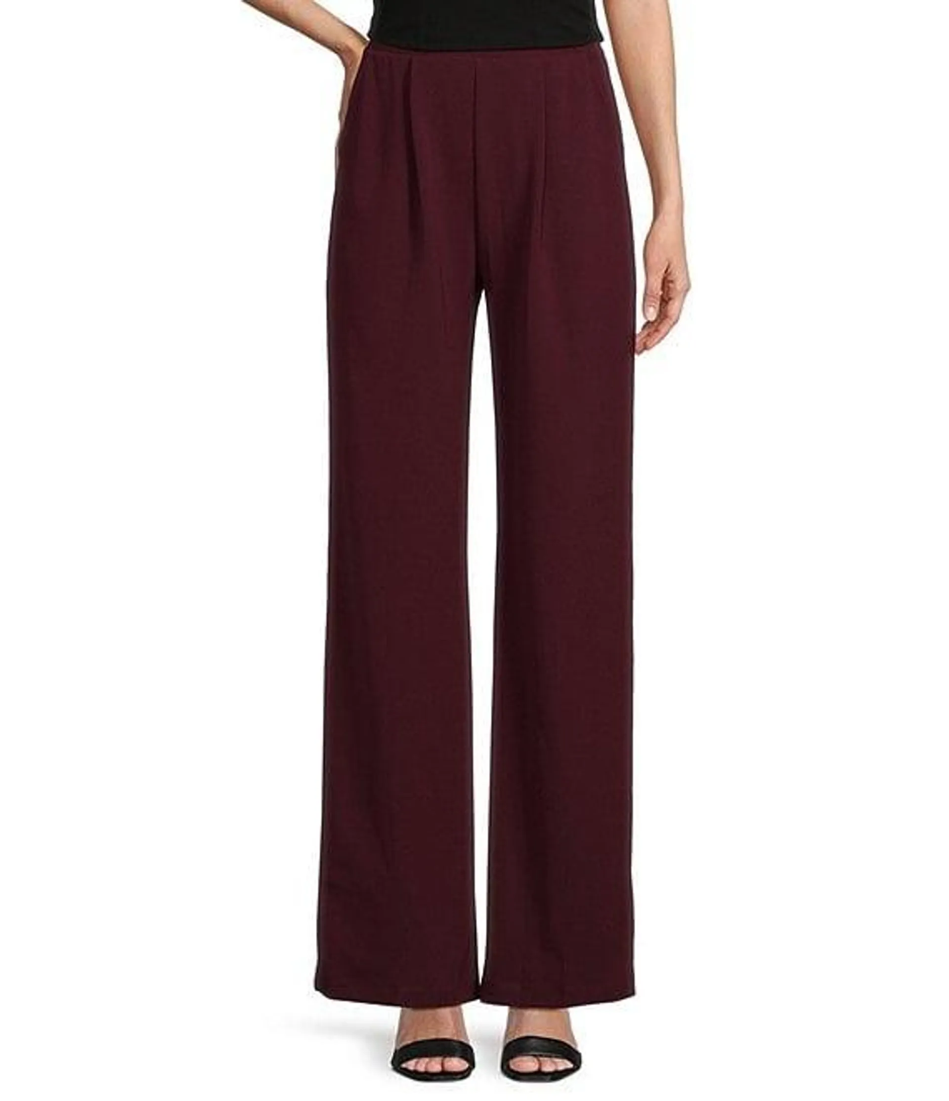 Coordinating High Rise Wide Leg Pull-On Pants