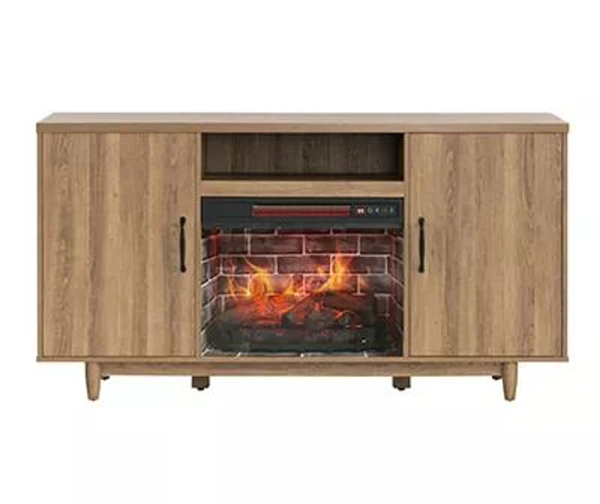 60" Modern Tan Electric Fireplace Console