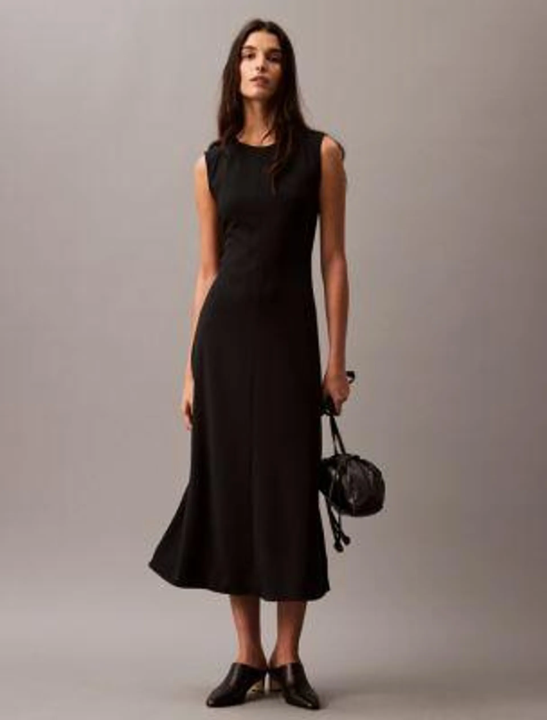 Compact Stretch Crepe Midi Dress