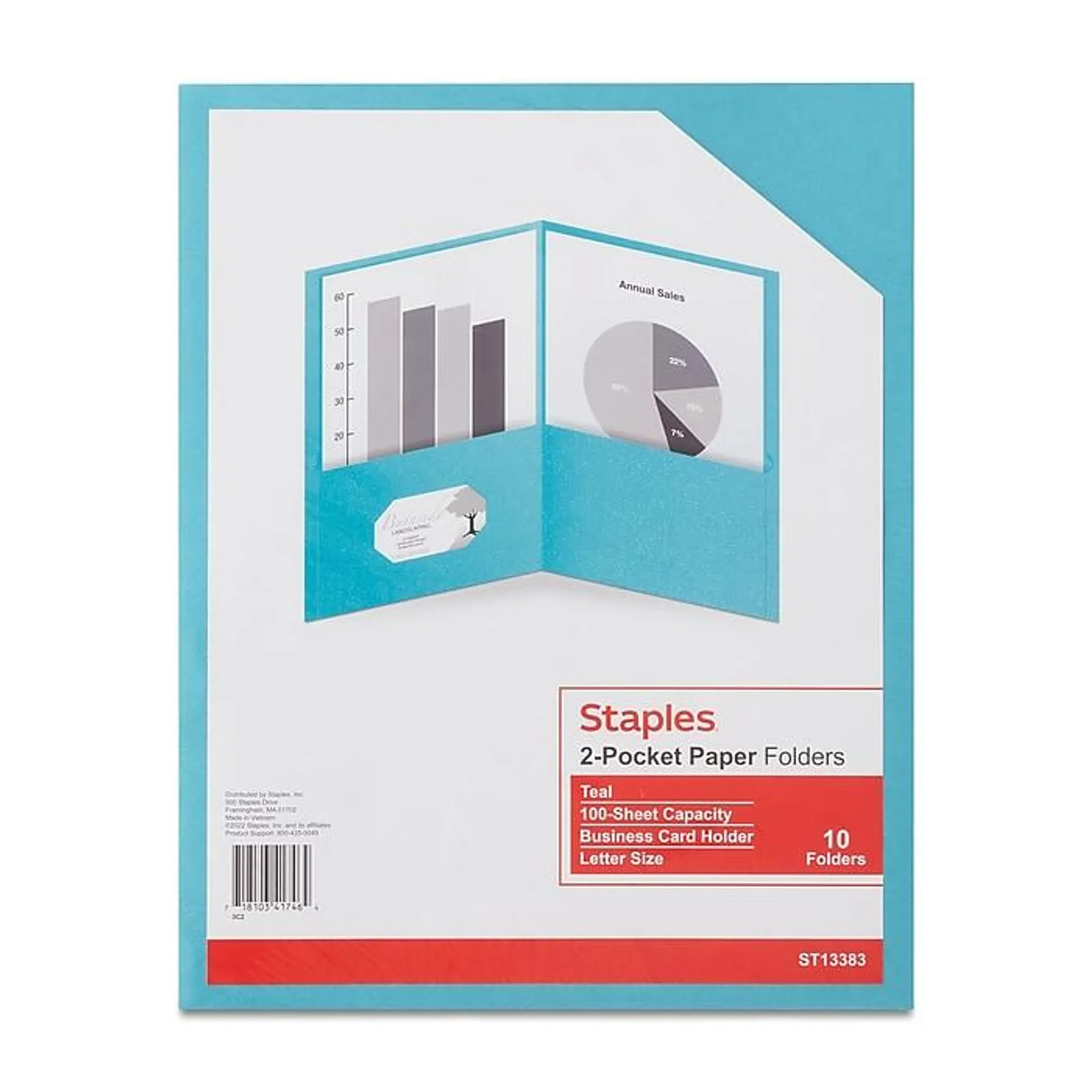 Staples 10% Recycled Smooth 2-Pocket Paper Presentation Folder,