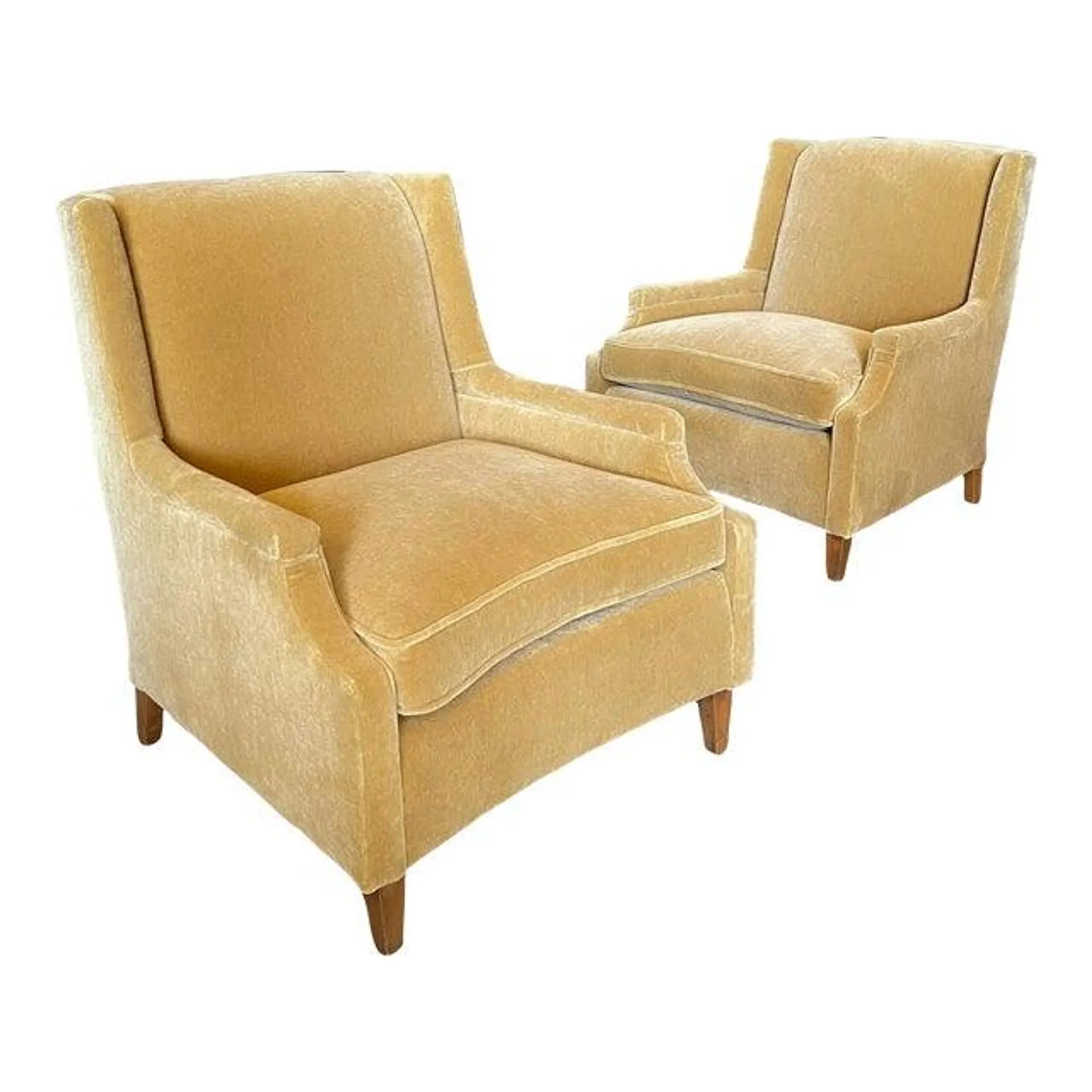 1950s Vintage French Mohair Lounge Chairs, Art Deco, Early Mid Century - a Pair