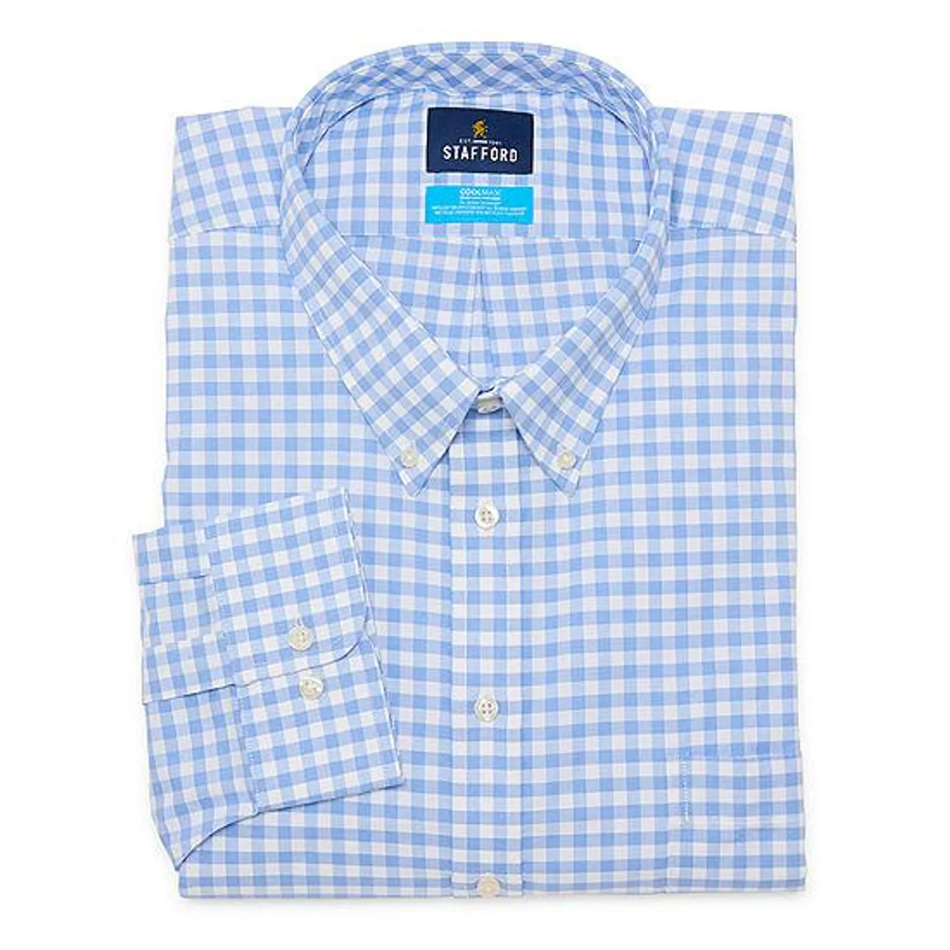 new! Stafford Big Coolmax All Season Oxford Mens Regular Fit Stretch Fabric Wrinkle Free Long Sleeve Dress Shirt