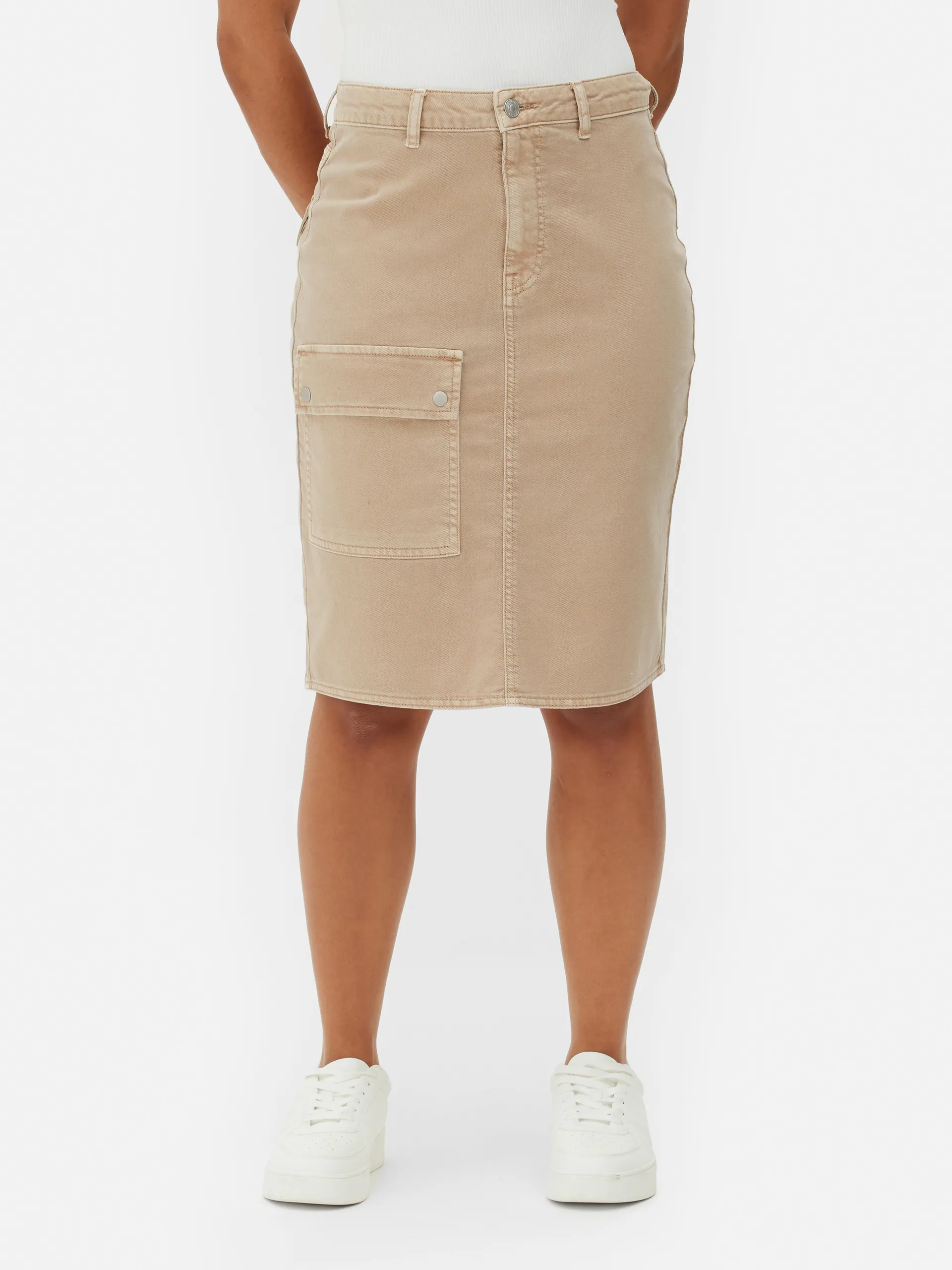 Knee Length Cargo Skirt