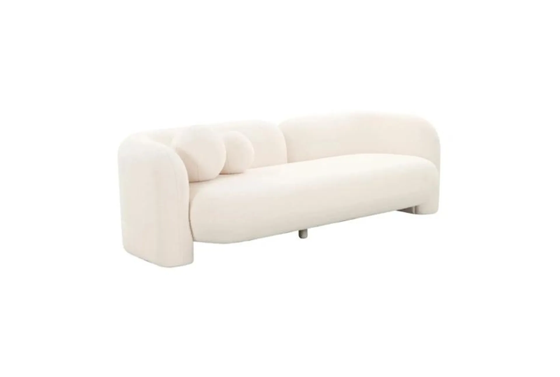Amelie Cream White 91" Faux Fur Curved Sofa | Fabric