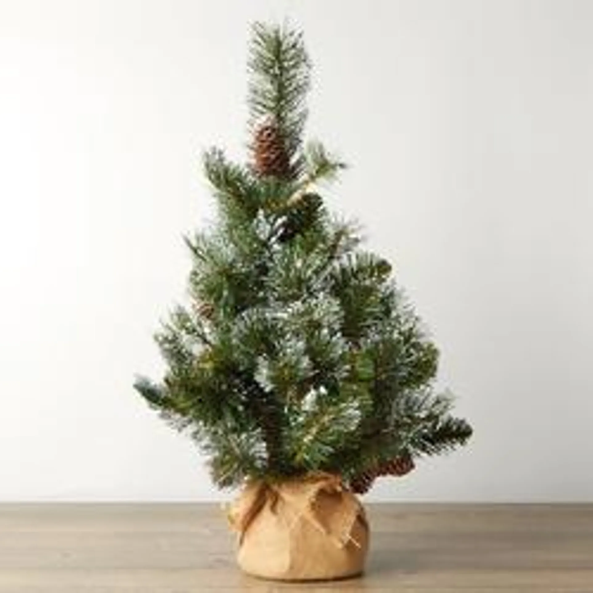 Glittered Artificial Pine Tree with Burlap Base