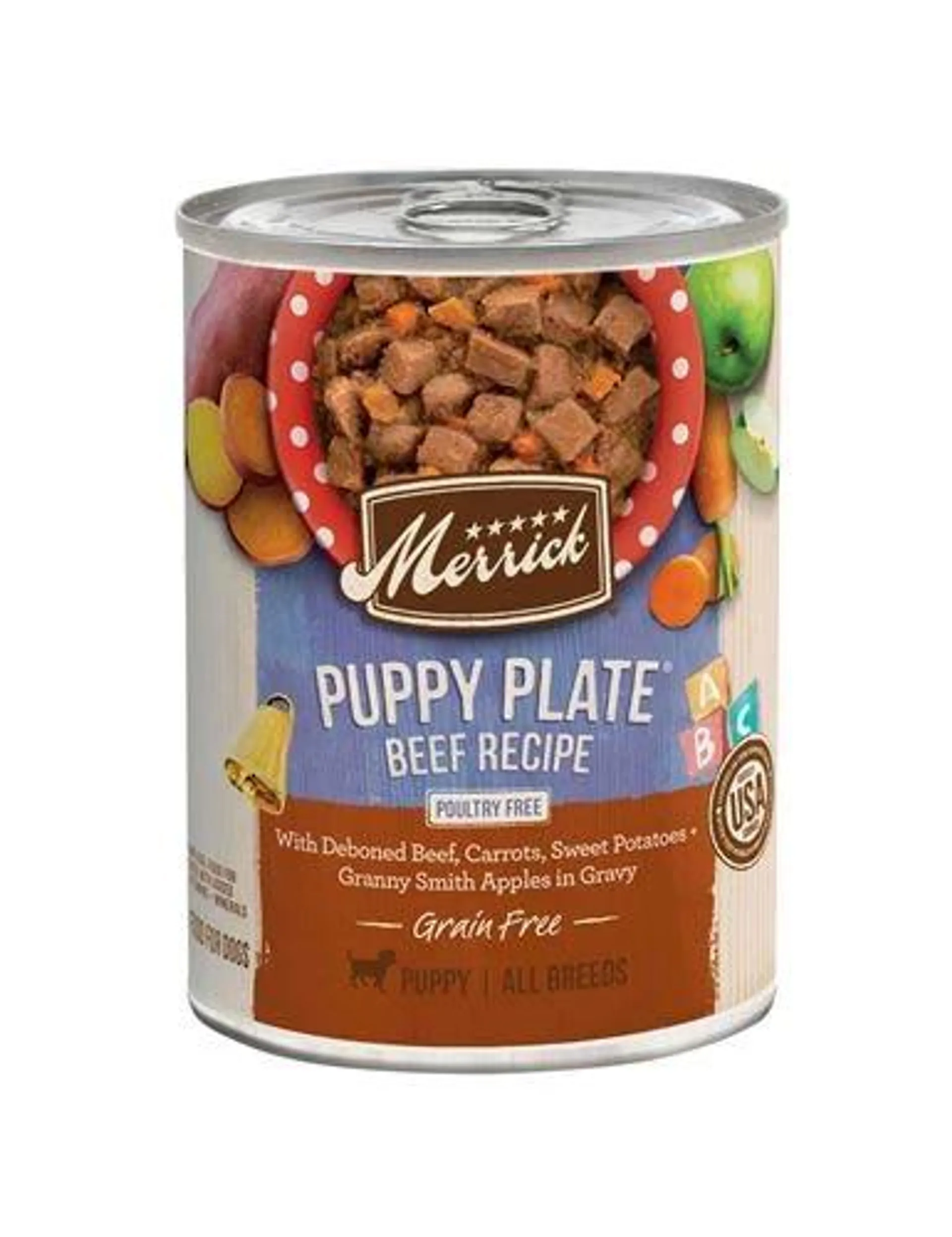 Merrick Grain Free Wet Puppy Food Puppy Plate Beef Recipe - 12.7 Ounce Can