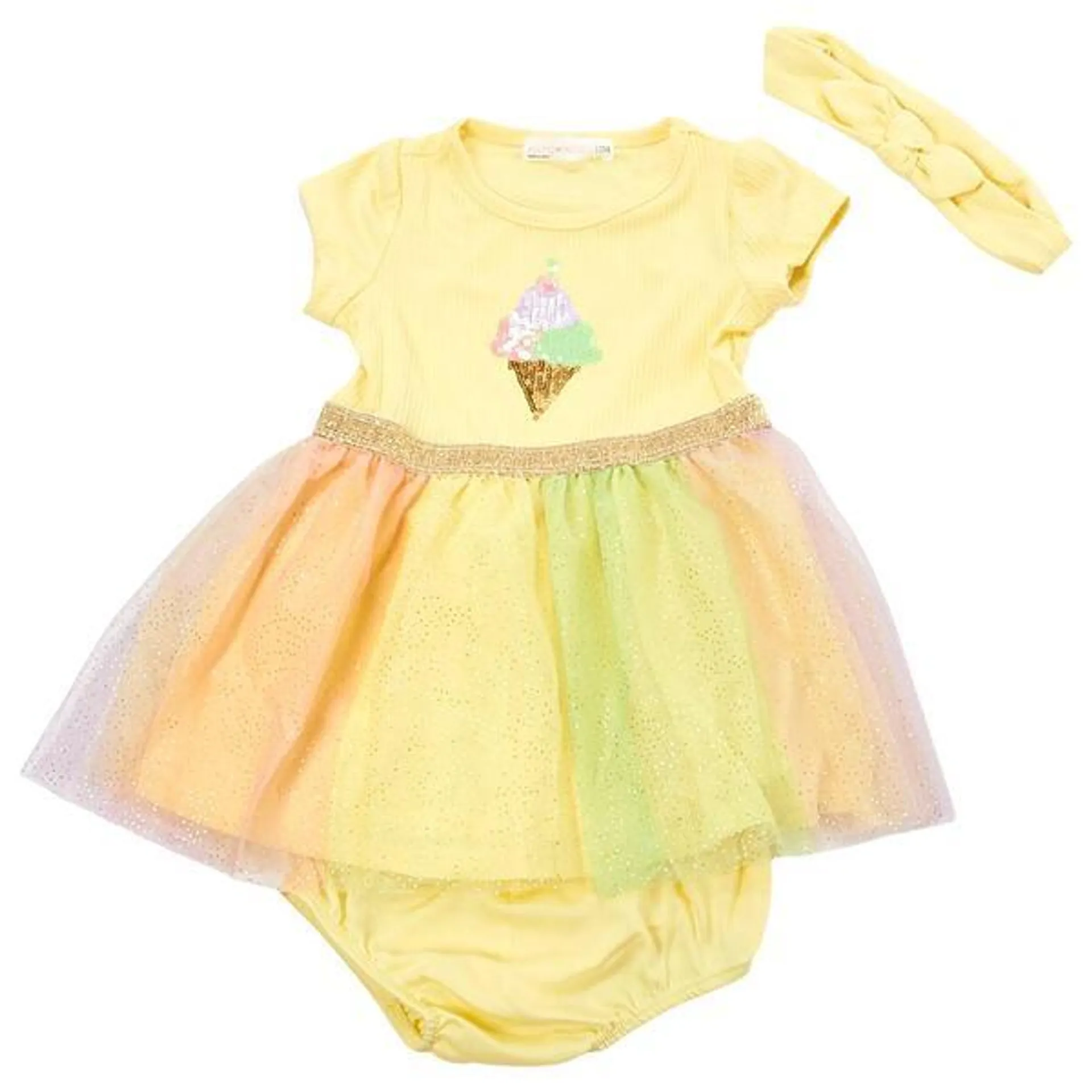 Baby Girl (12-24M) 3pc. Young Hearts Ice Cream Sparkle Tutu Dress