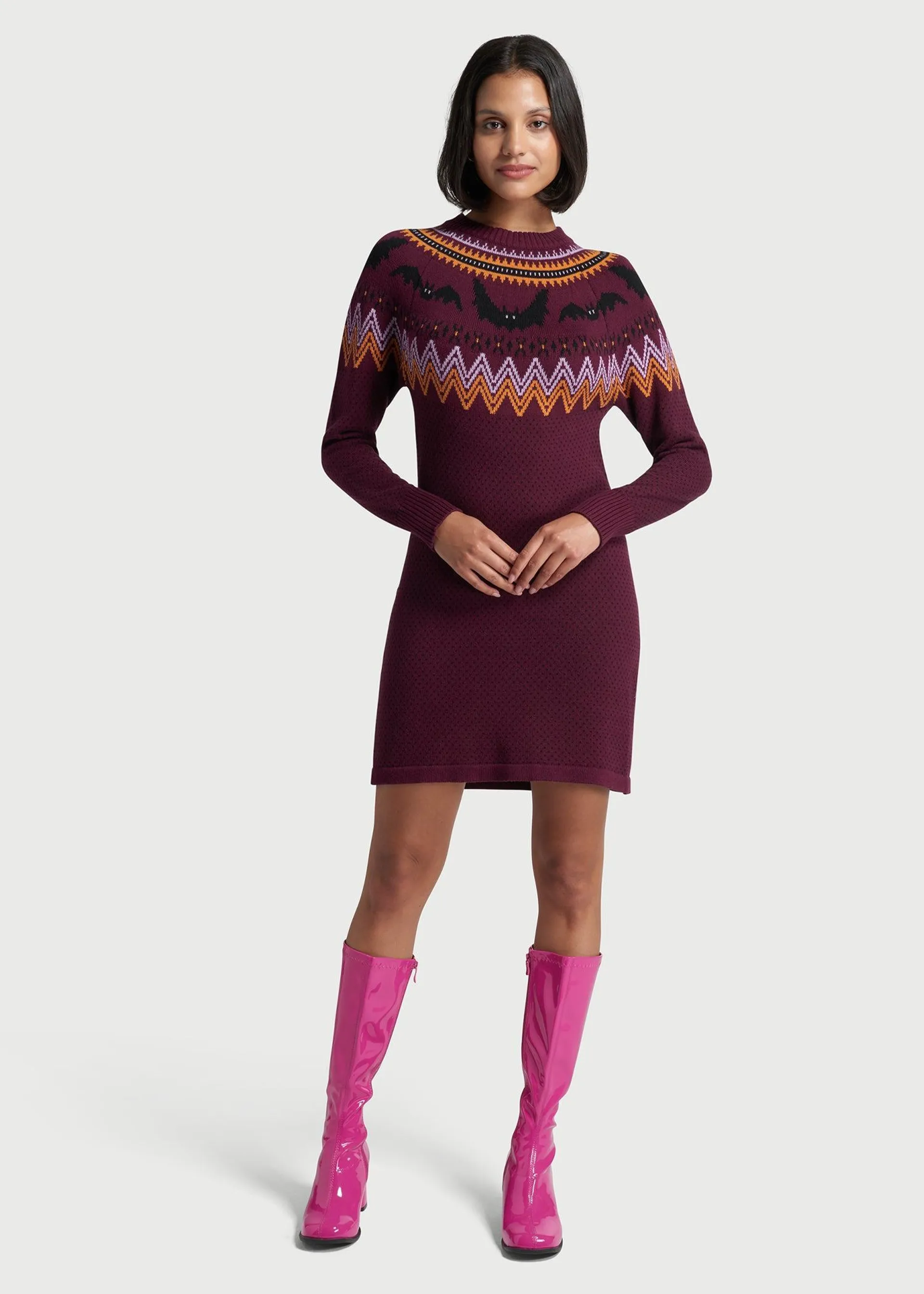 It Be Like 'Bat' Fair Isle Sweater Dress