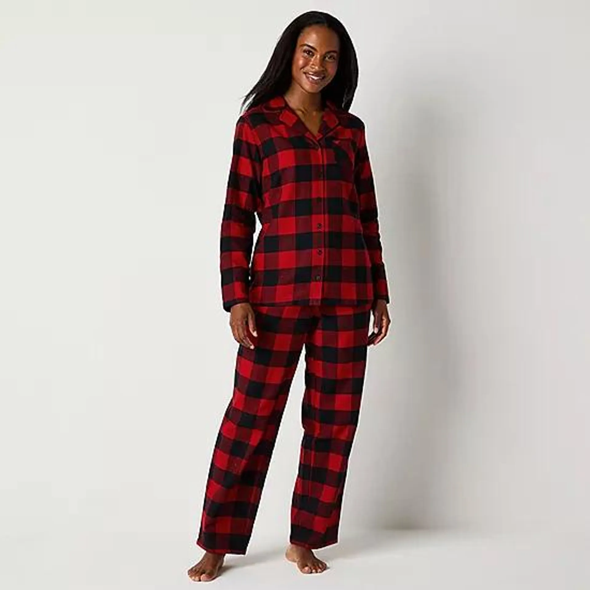 North Pole Trading Co. Womens Flannel Long Sleeve 2-pc. Matching Family Pant Pajama Set