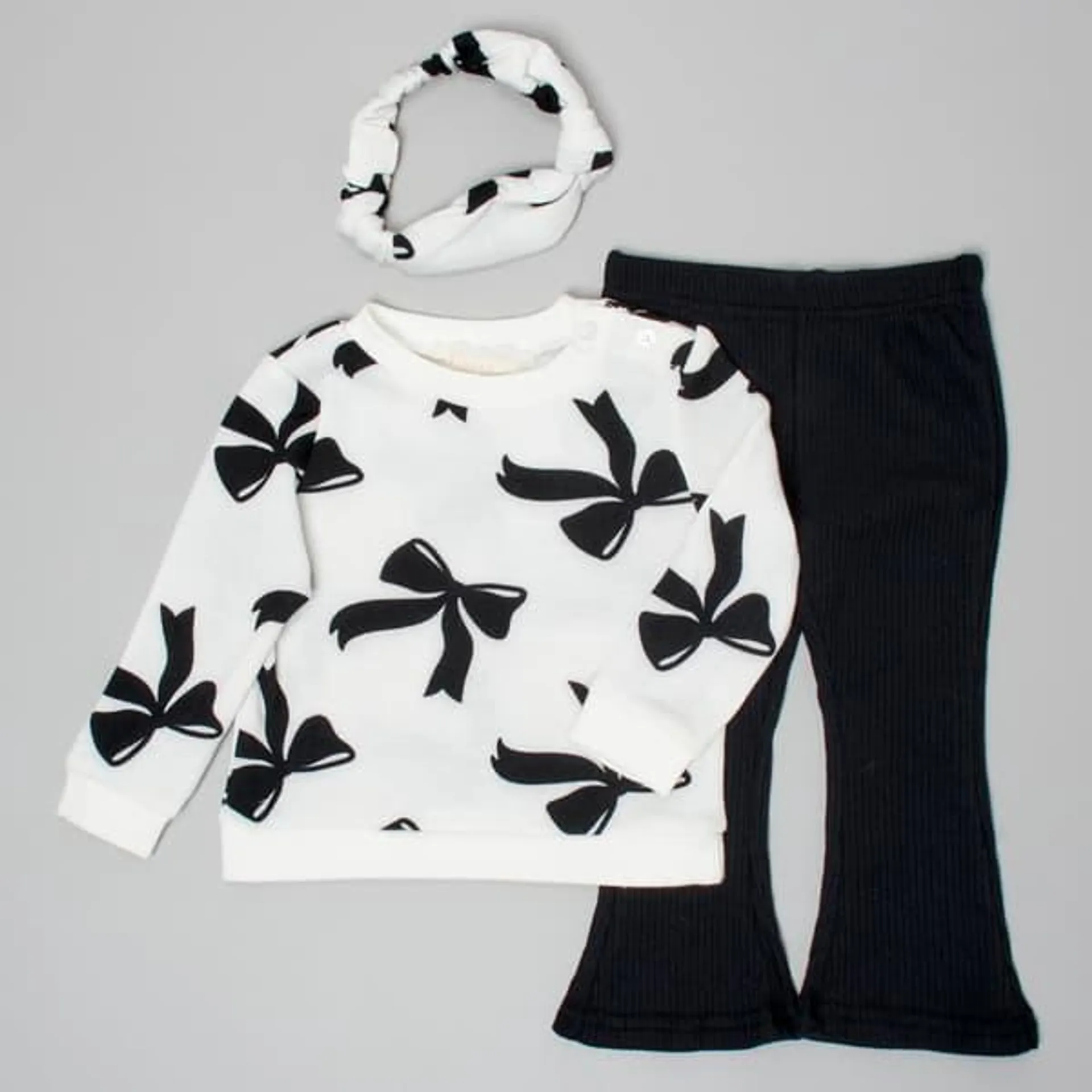 Baby Girl (12-24M) BTween® Bow Sweatshirt & Flared Leggings Set