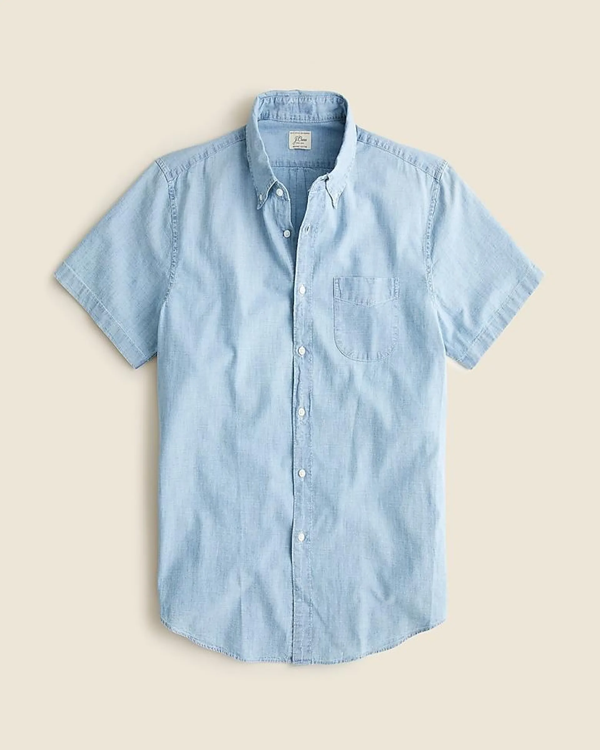 Short-sleeve indigo organic chambray shirt