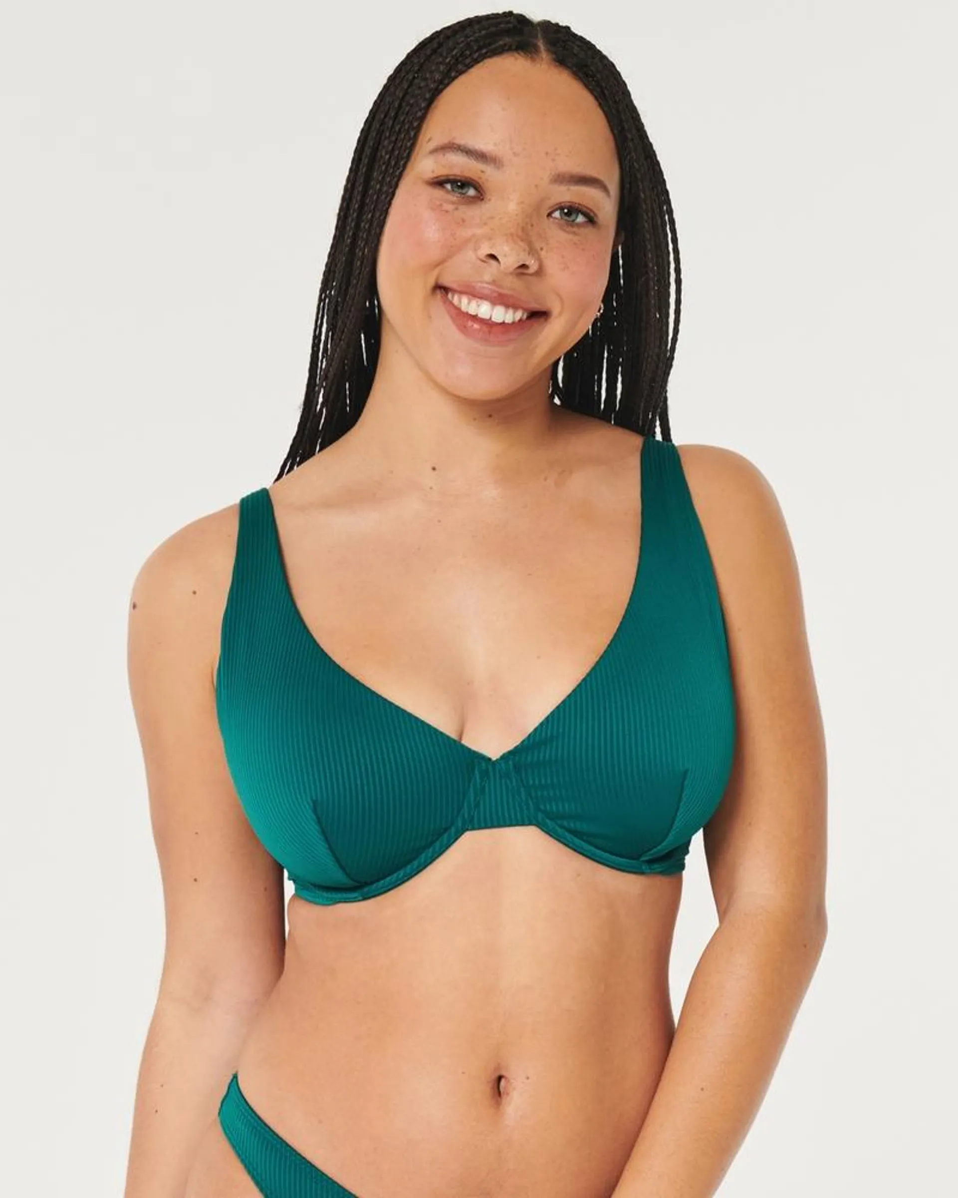 Curvy High Apex Ribbed Underwire Bikini Top