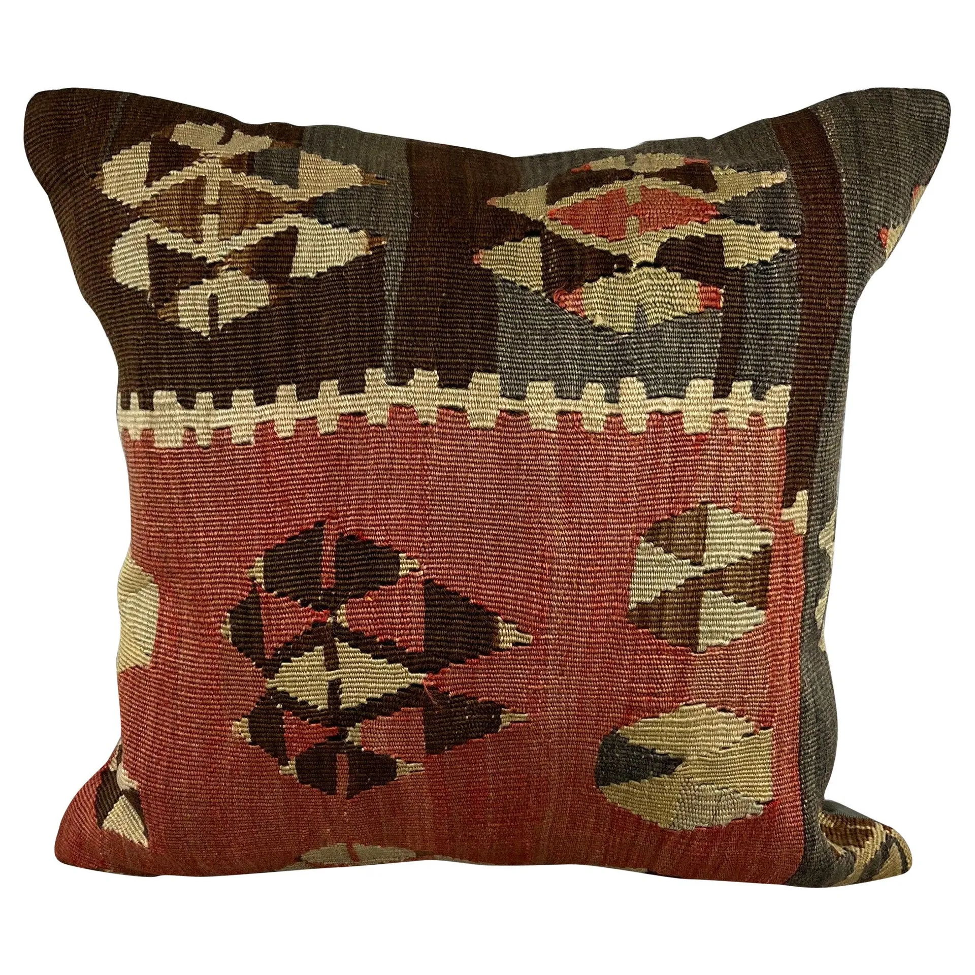 20 x 20 Kilim Pillow Turkish Cushion Natural Brown Pillow Cushion Cover #6748