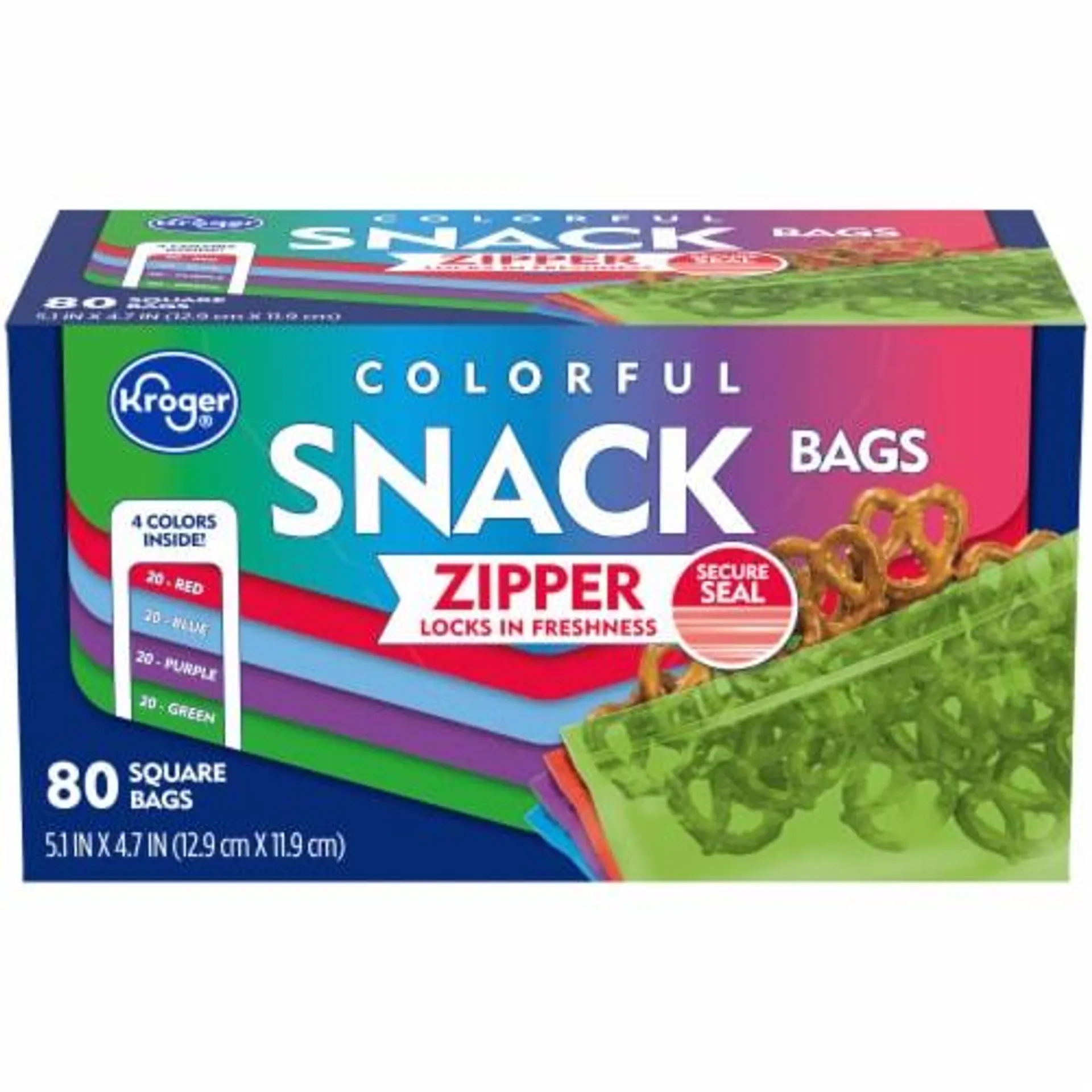 Kroger® Reclosable Colorful Assorted Square Snack Bags