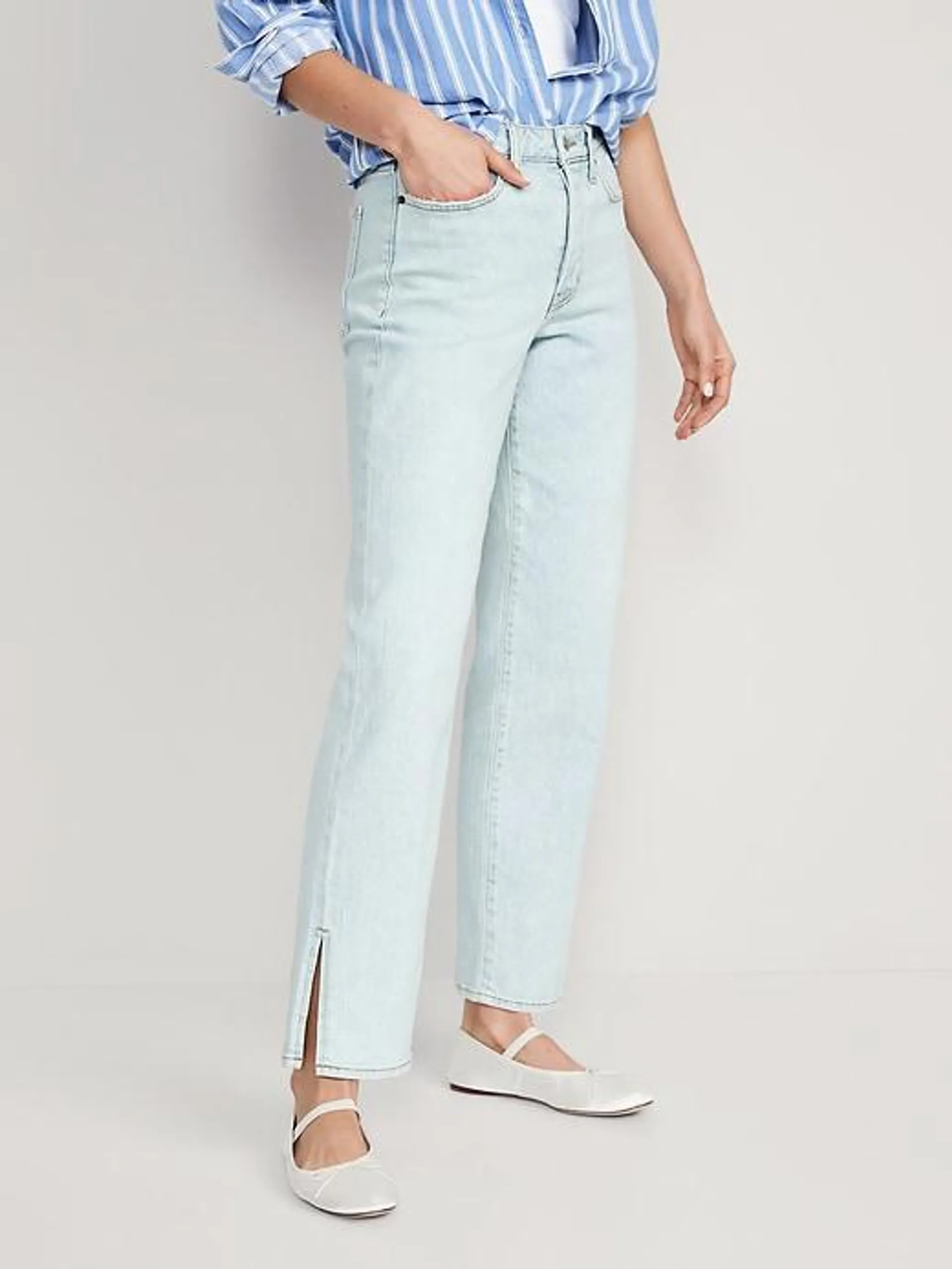 High-Waisted Button-Fly OG Loose Side-Split Jeans for Women