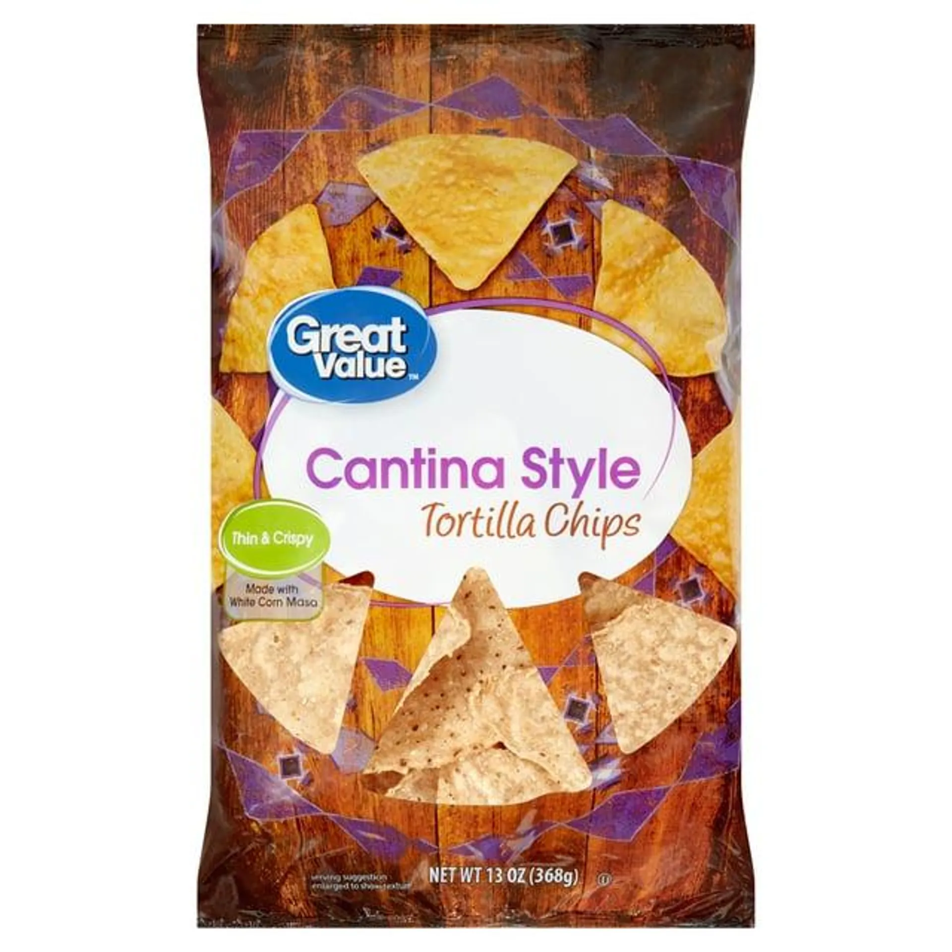 Great Value Thin & Crispy Cantina Style Tortilla Chips, 13 oz