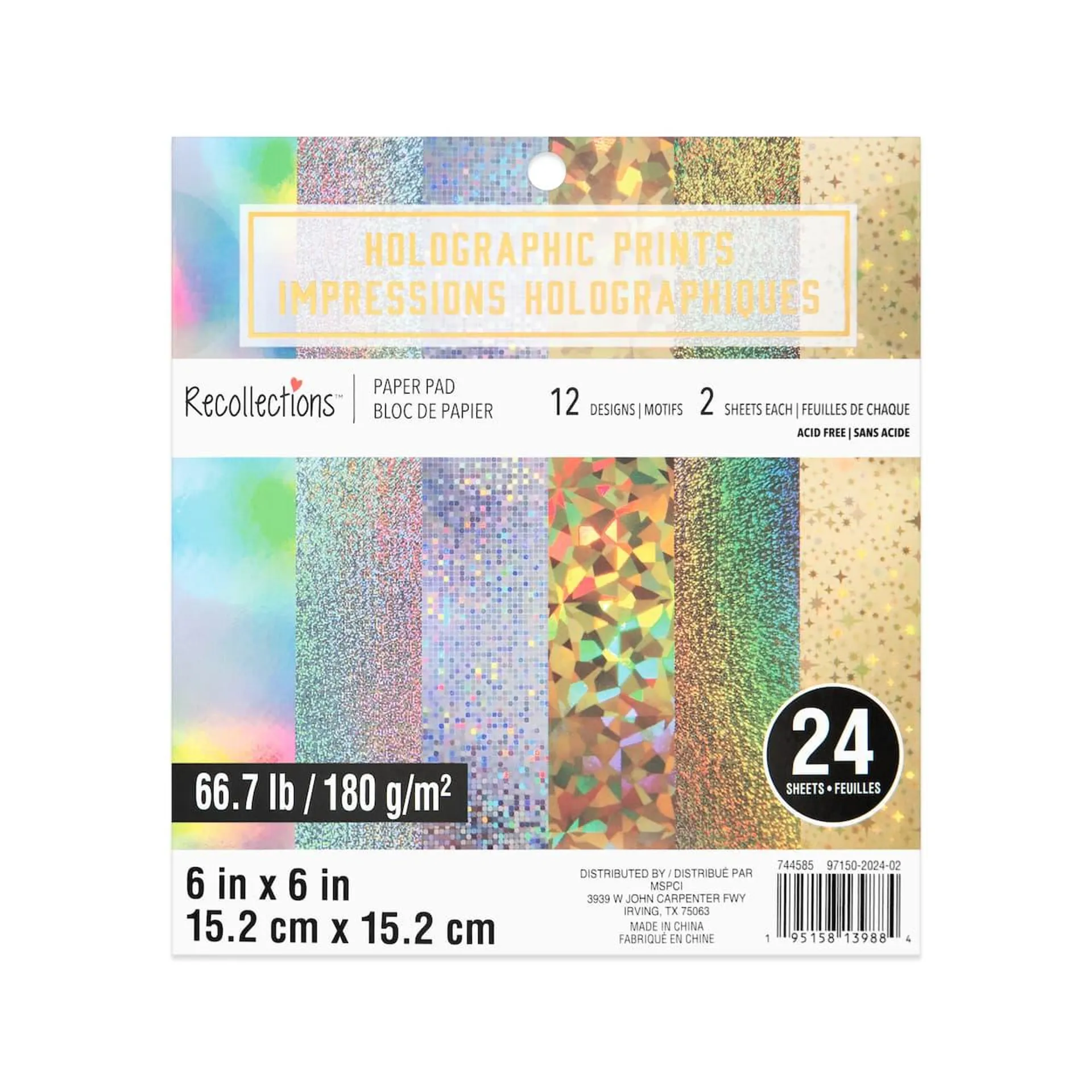 6" x 6" Holographic Prints Paper Pad by Recollections™, 24 Sheets