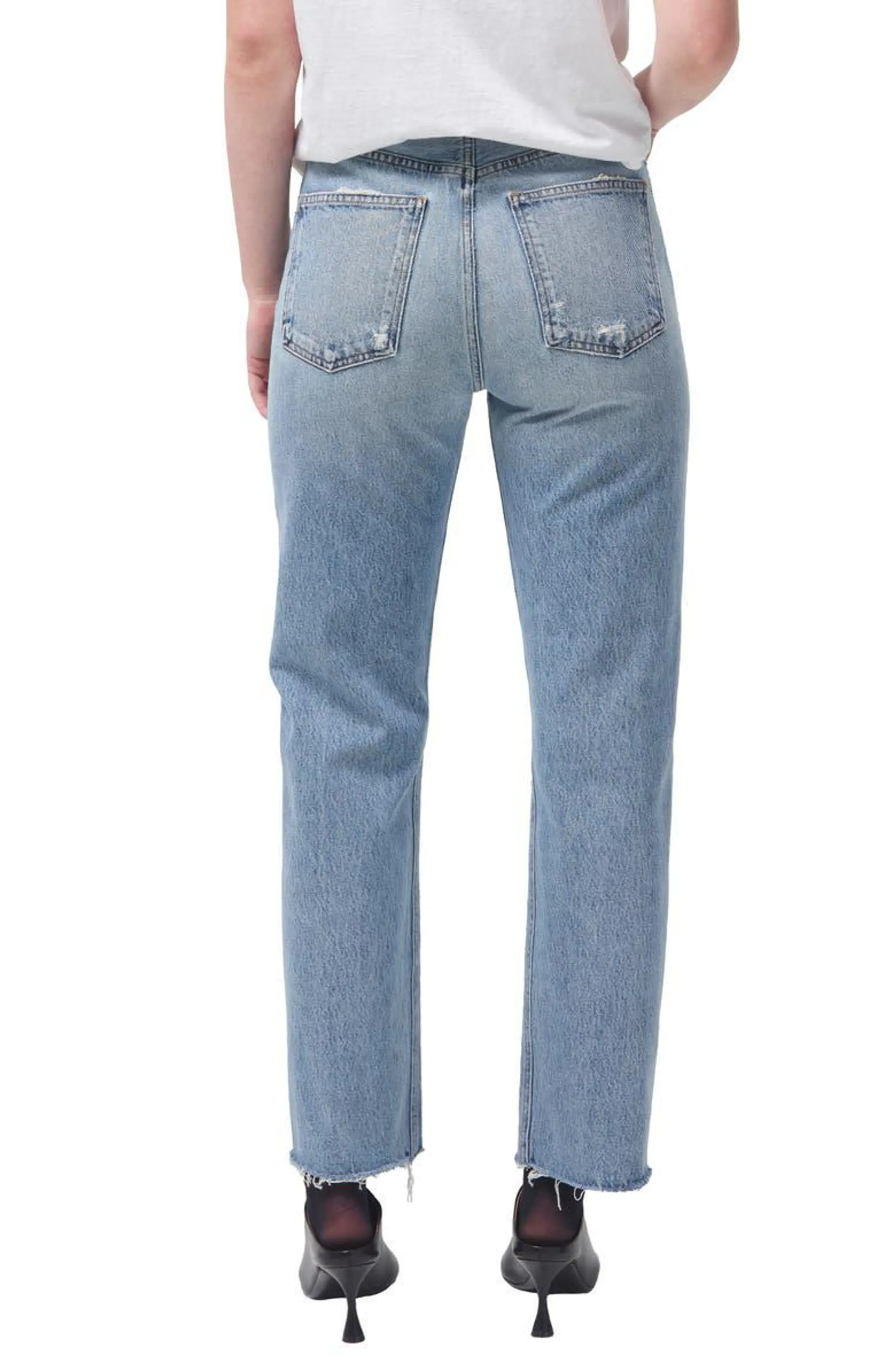 '90s Pinch High Waist Raw Hem Straight Leg Organic Cotton Jeans