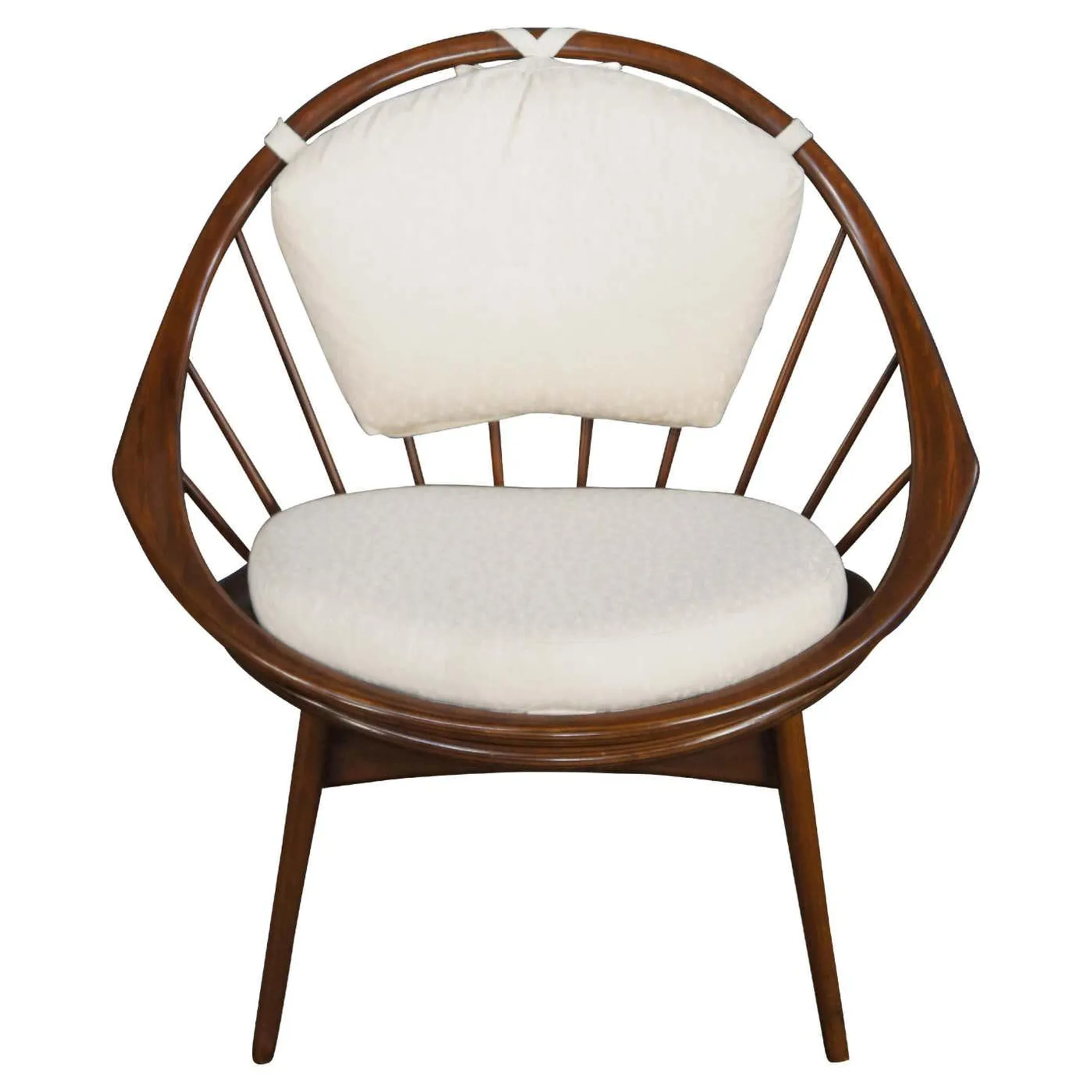 Kofod Larsen for Selig Mid Century Danish Modern Walnut Hoop Peacock Chair MCM