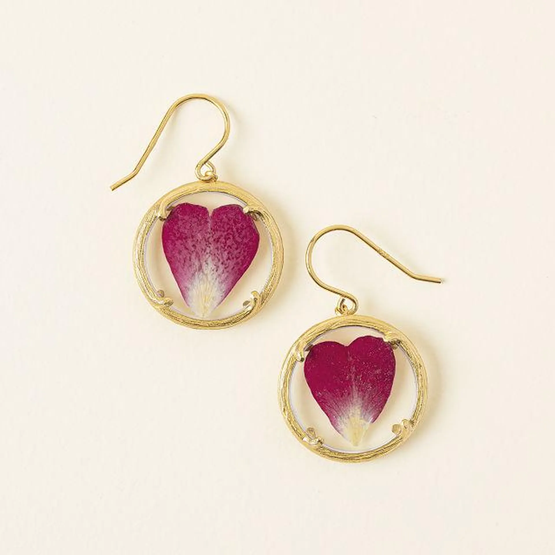 Rose Petal Heart Earrings