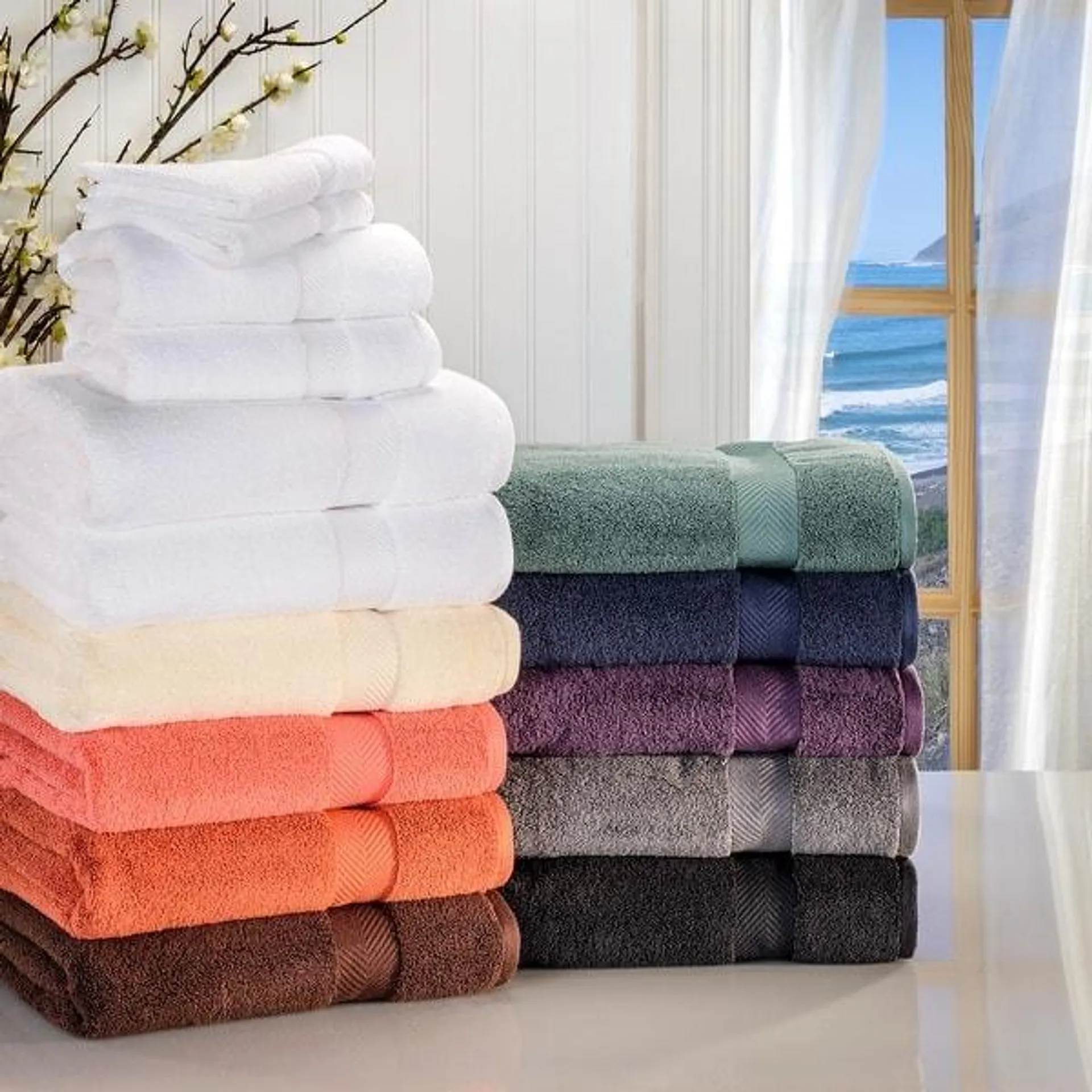 Superior Soft and Absorbent Zero Twist Cotton 6-piece Towel Set