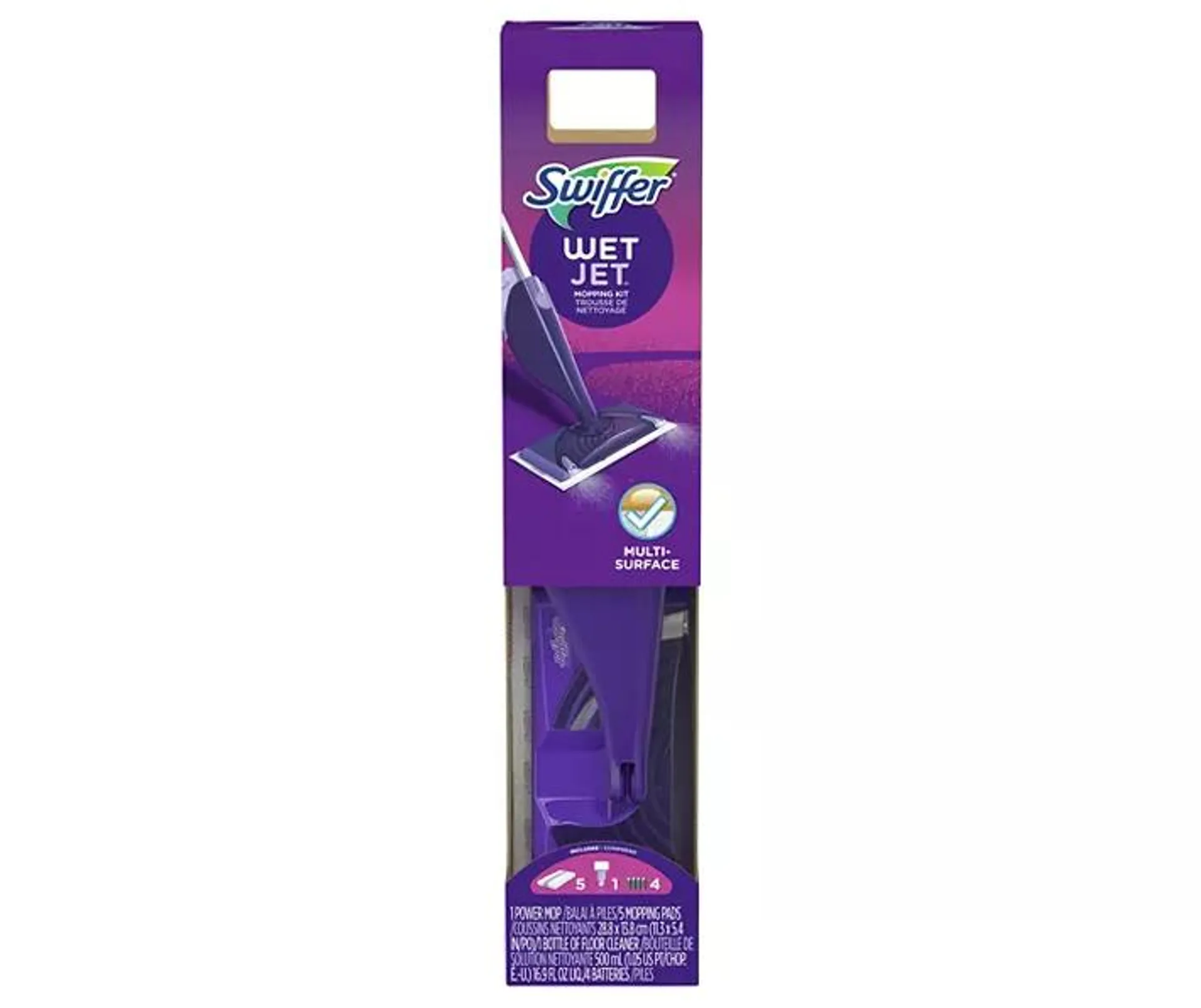 Swiffer WetJet Mop Starter Kit (1 Spray Mop, 5 Mopping Pads, 1 Floor Cleaner Liquid Solution)