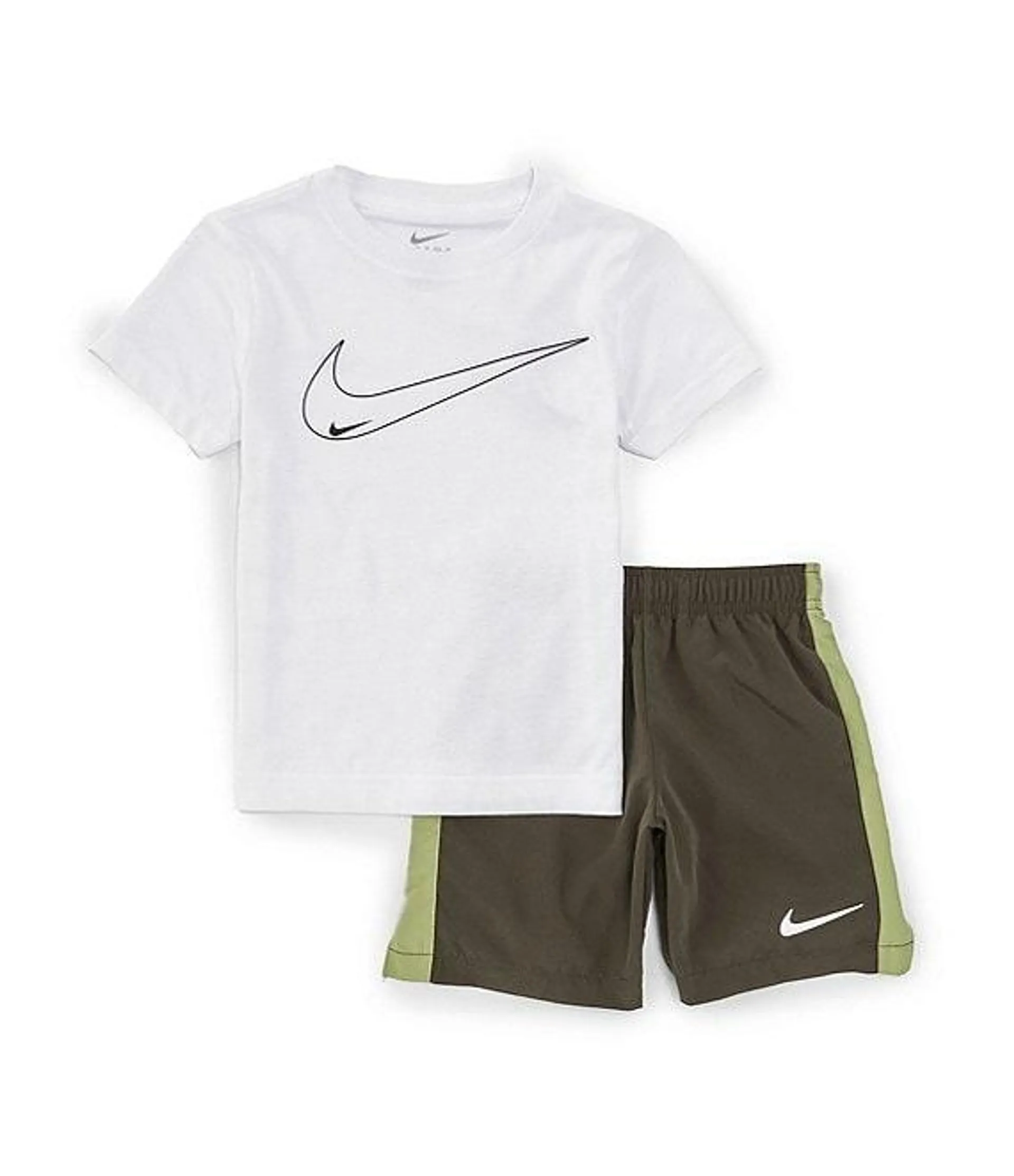 Little Boys 2T-7 Short Sleeve Swoosh Logo Jersey T-Shirt & Microfiber Shorts Set