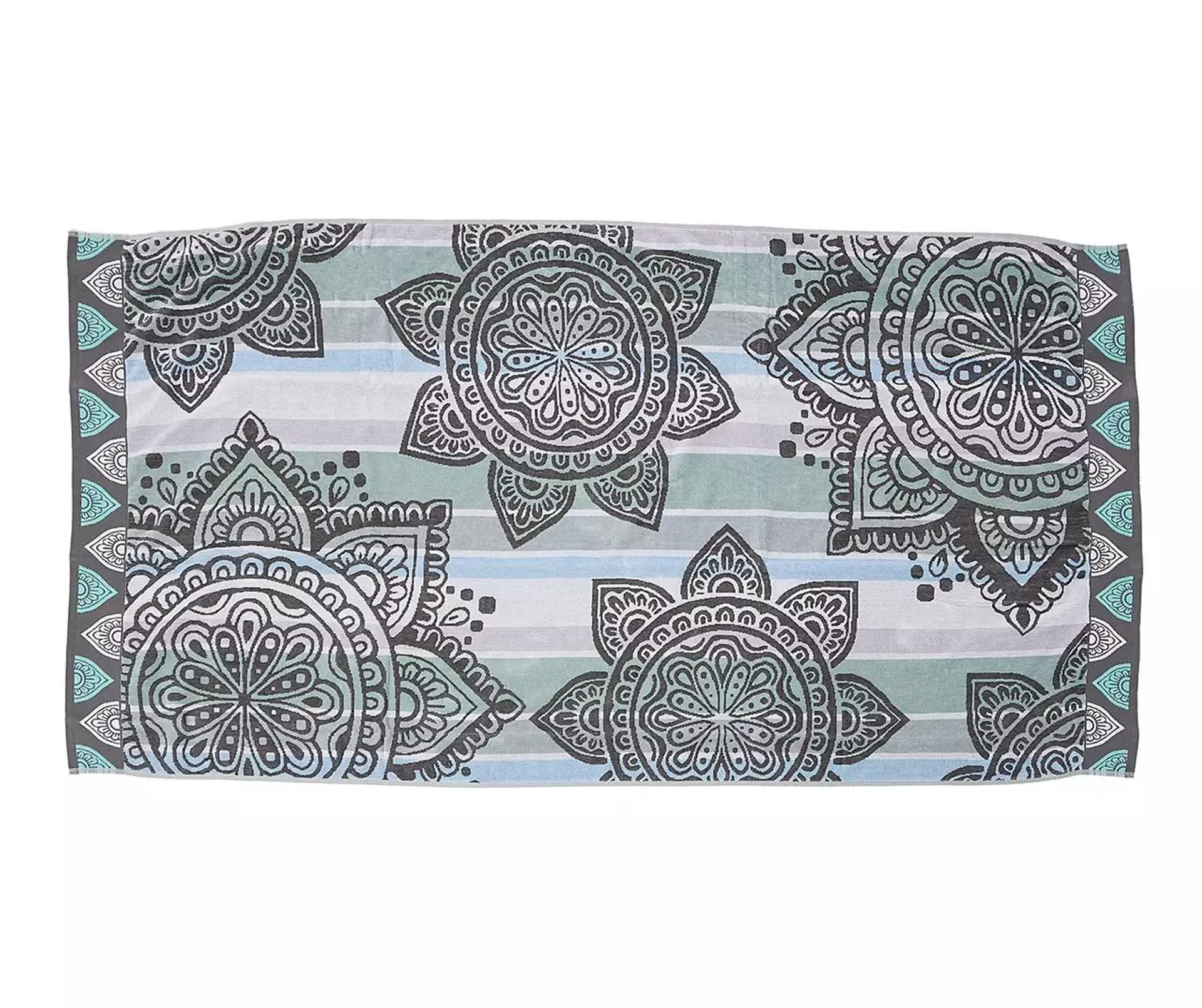 Gray & Turquoise Medallion Beach Towel