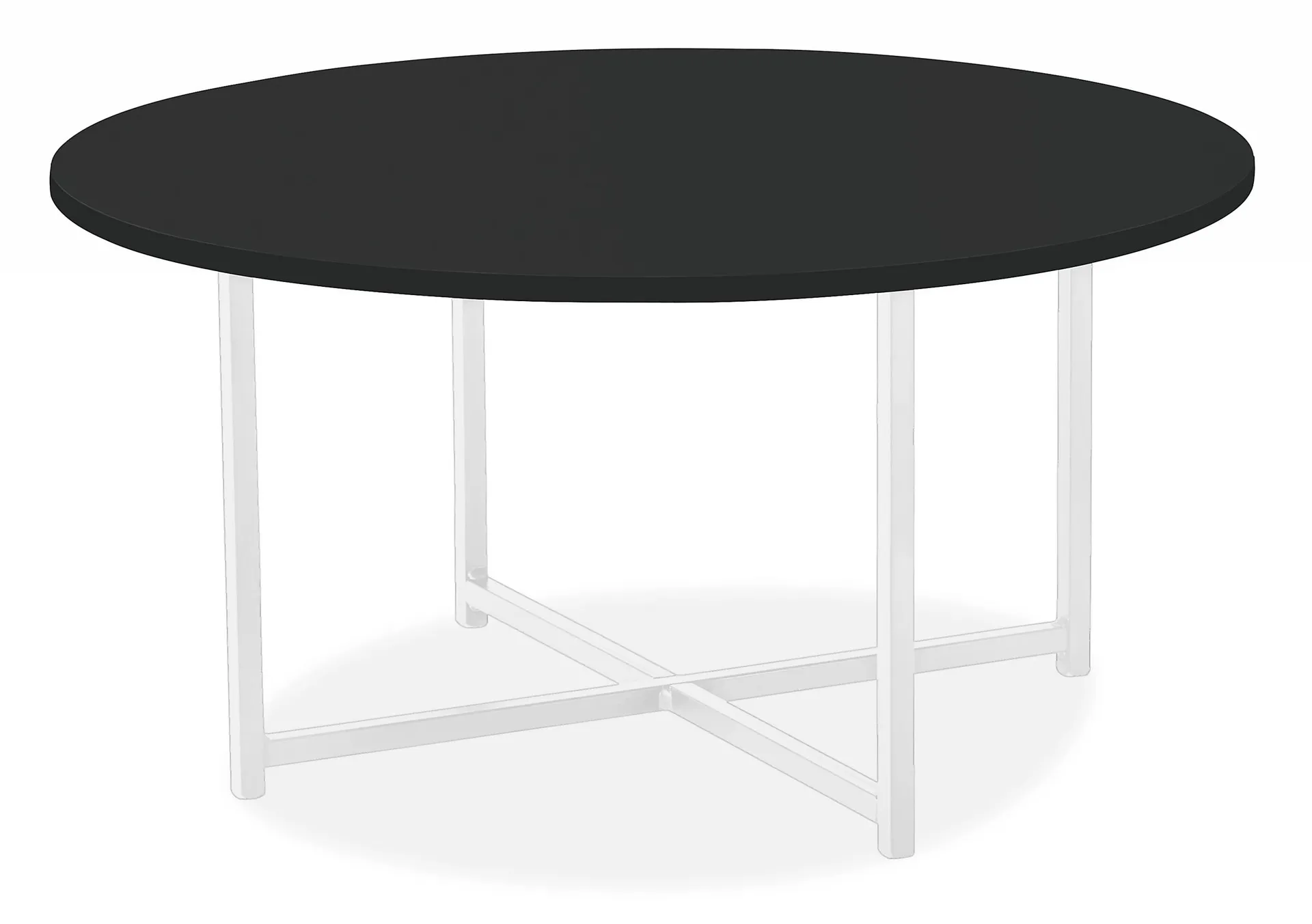 Classic 27 diam 16h Round Coffee Table w/White Base & Black HDPE Top