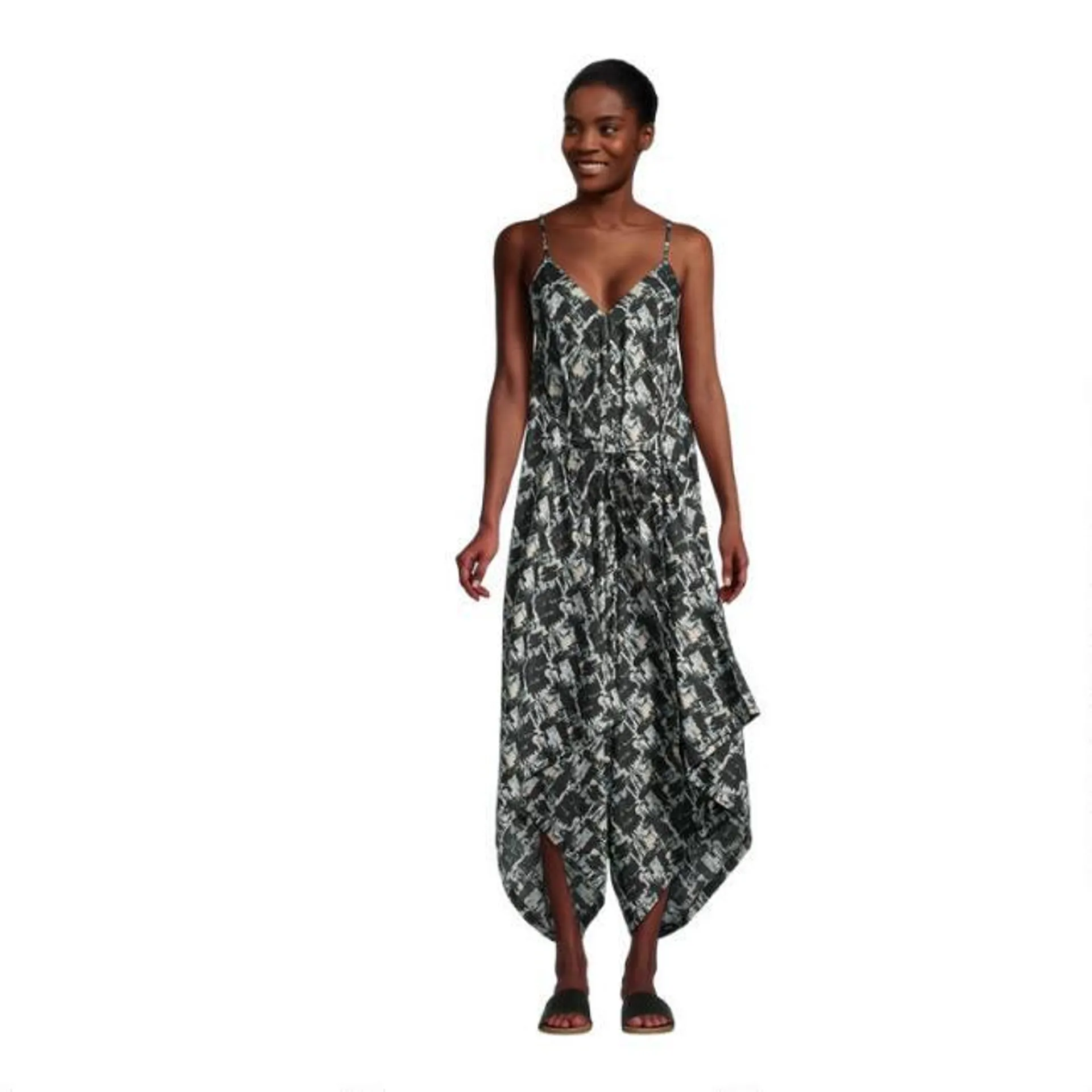 Goa Black And White Abstract Brushstroke Jumpsuit