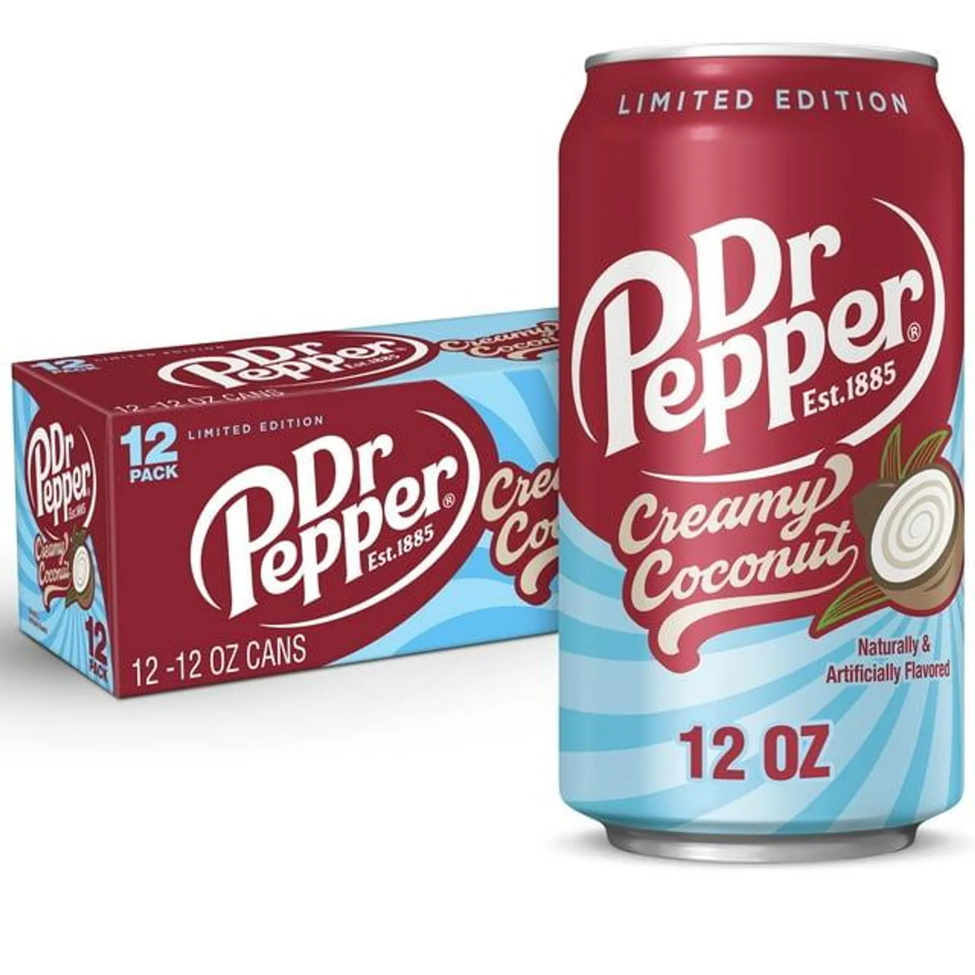 Dr Pepper Creamy Coconut Soda Pop, 12 fl oz, 12 Pack Cans